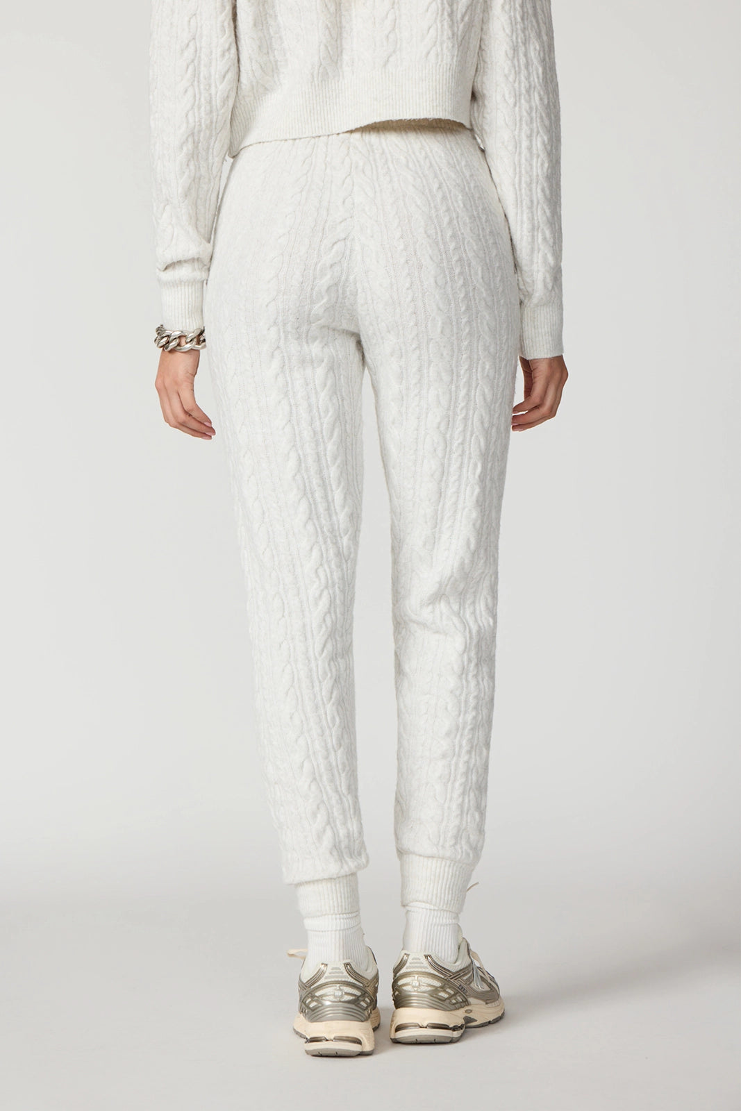 Cable Knit Jogger - Htr Moonbeam