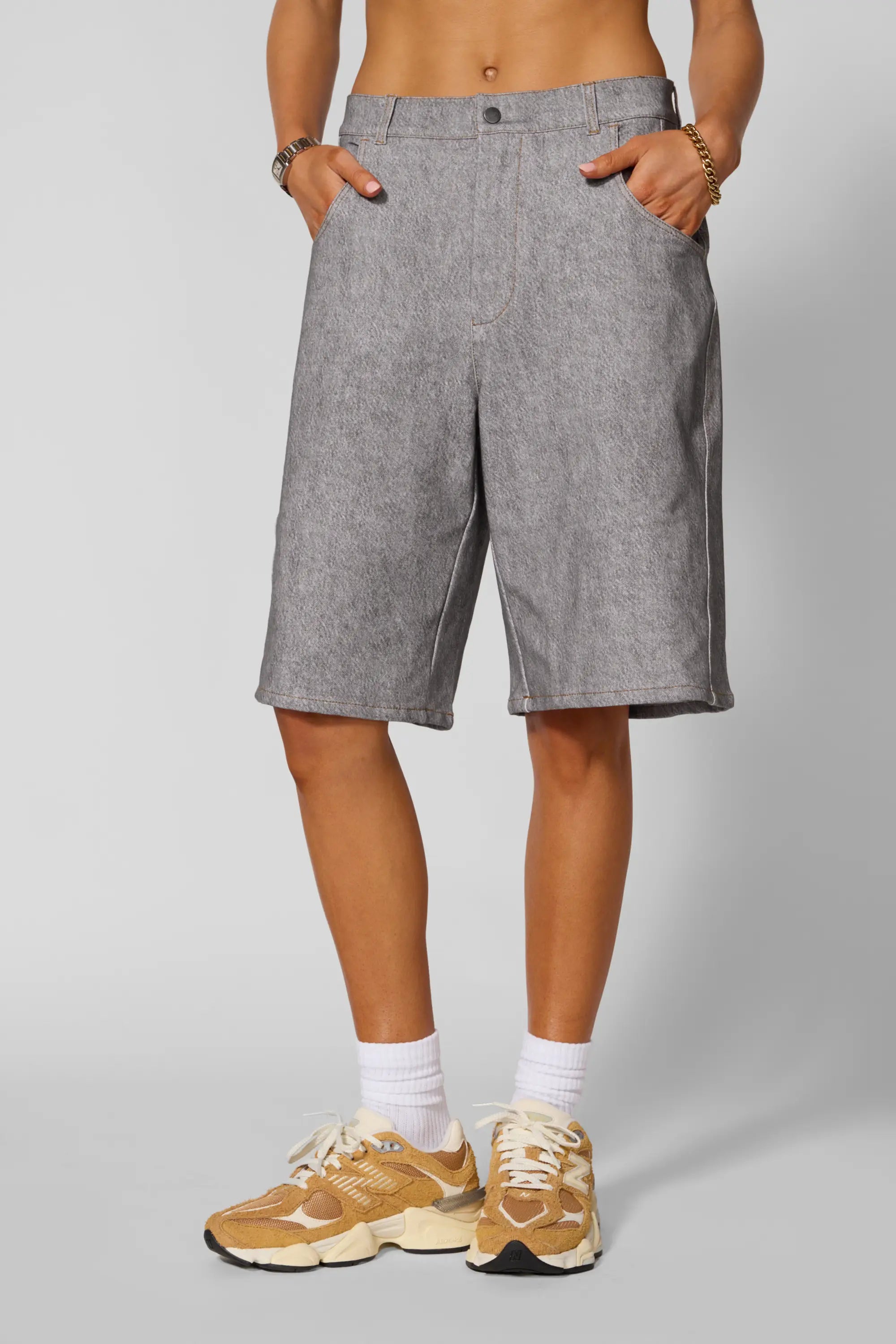 Trompe-l'œil Short - Htr Grey