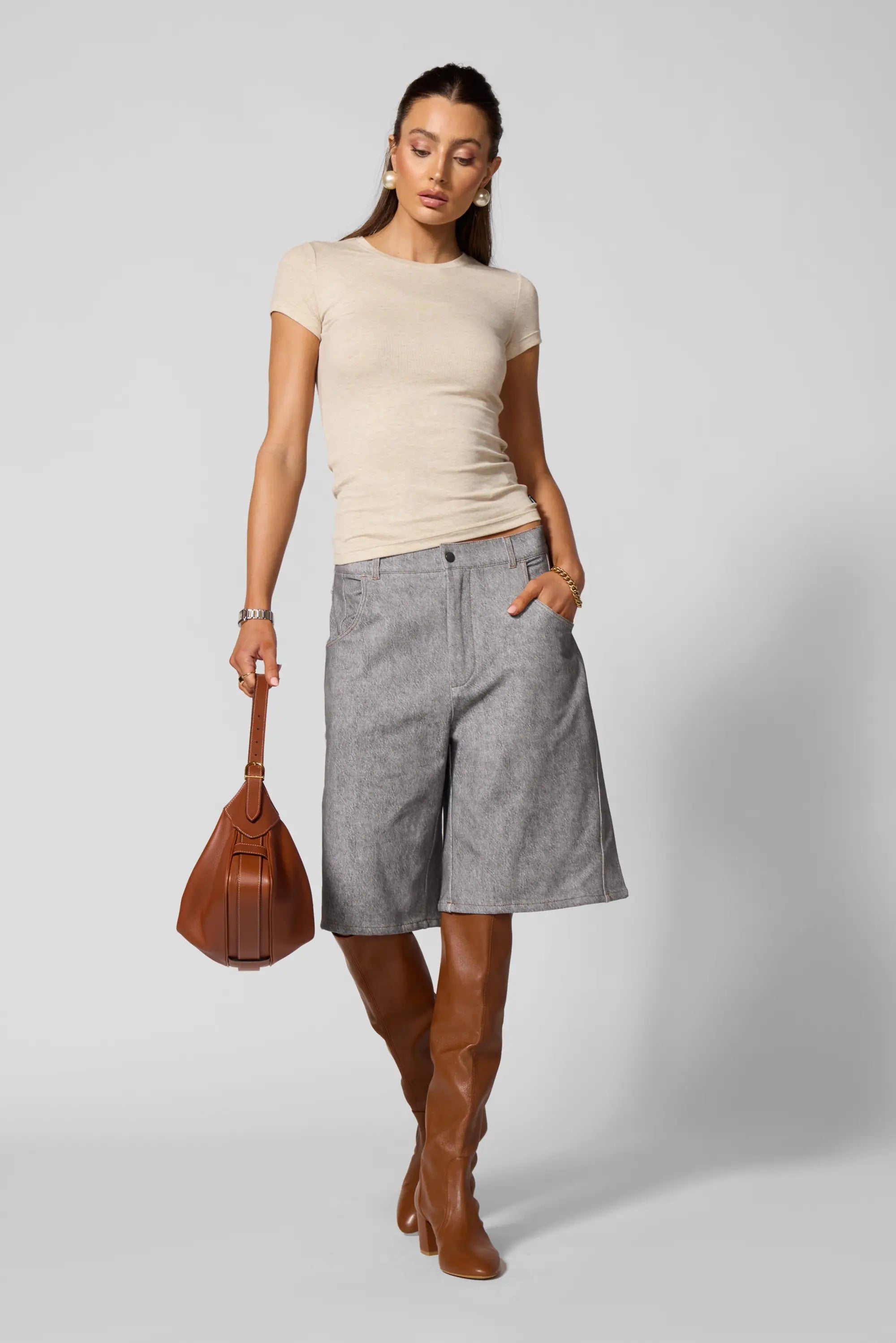 Trompe-l'œil Short - Htr Grey