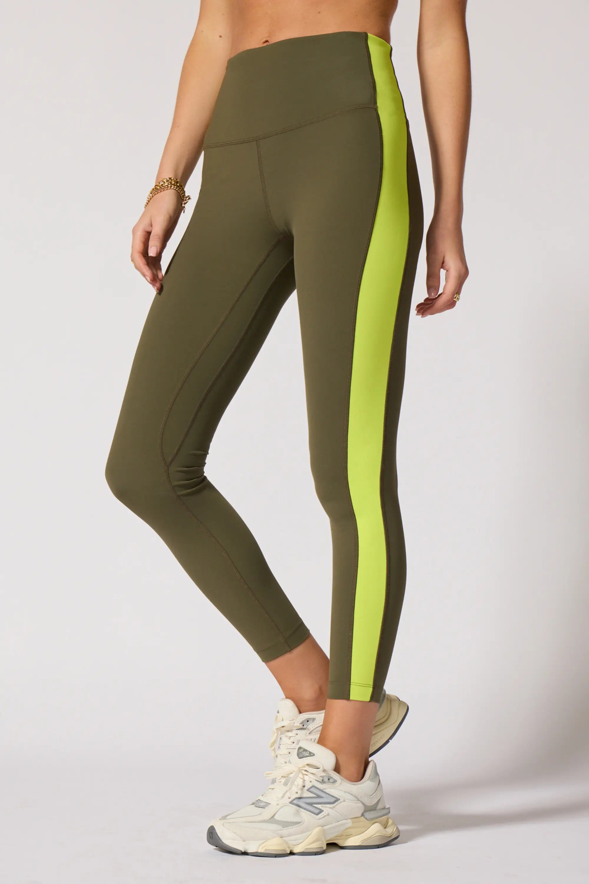 Sculpt Colour Blocked Legging - Ivy Green/Acid Lime