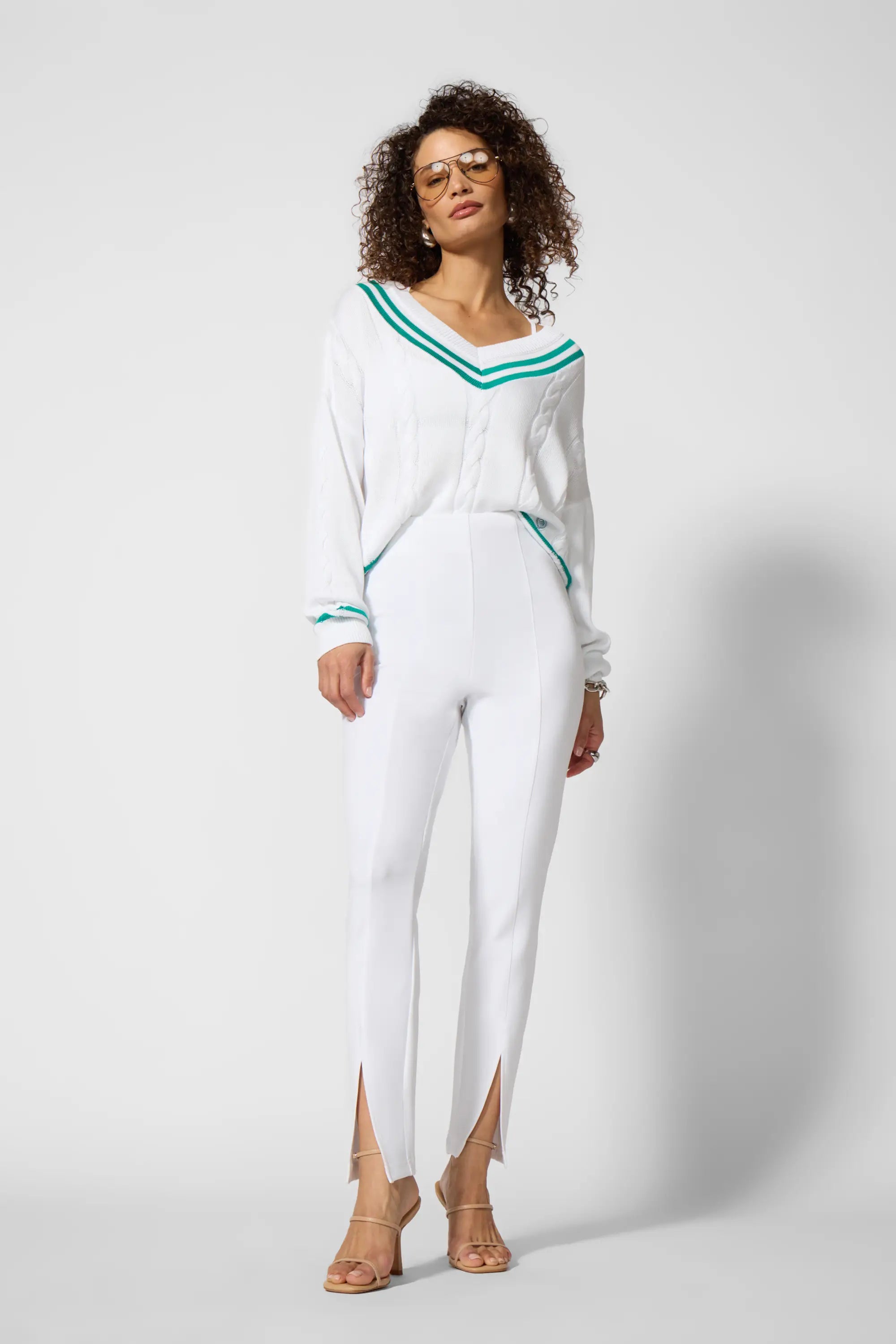 Front Slit Slim Pant - Brilliant White