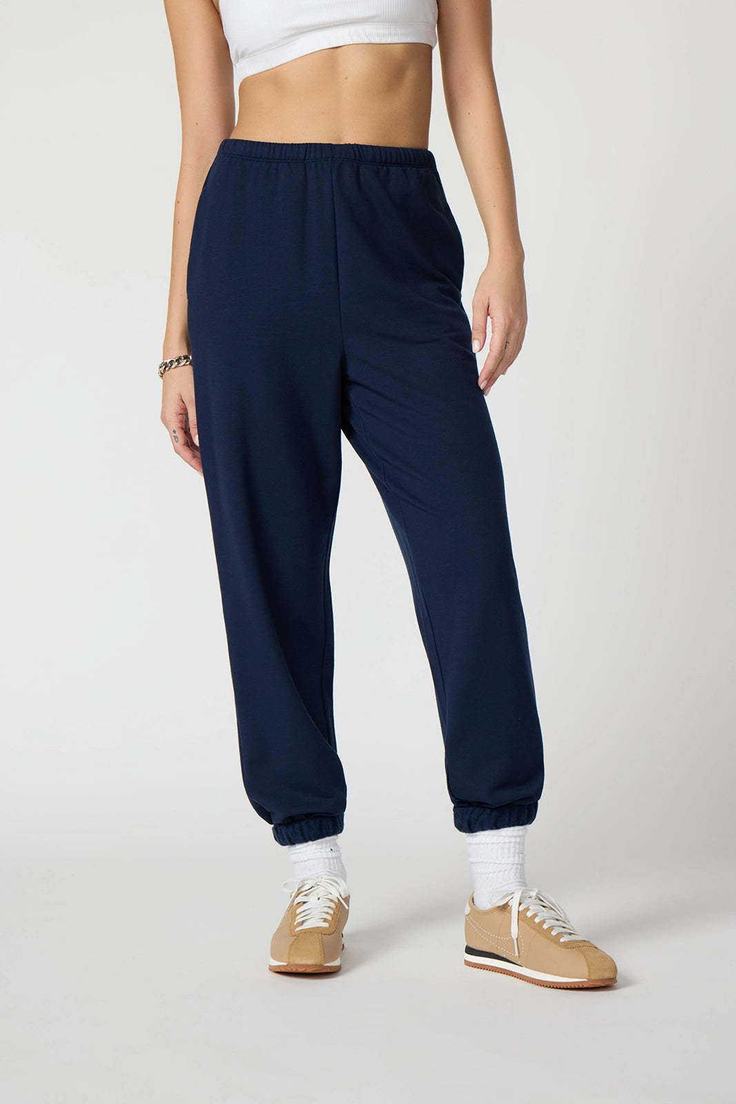 Cozy Fleece Boyfriend Sweatpant - Navy Blazer