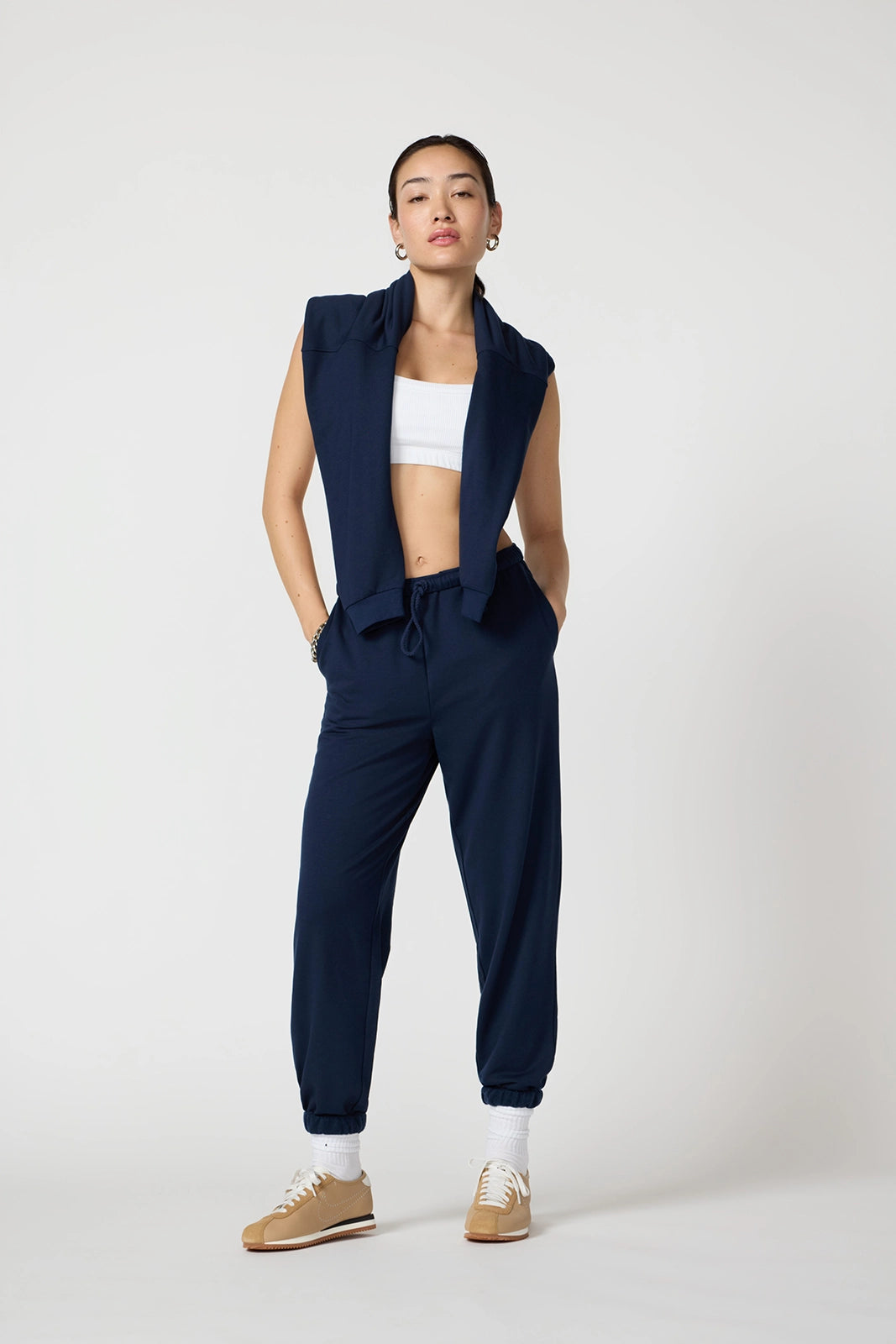Cozy Fleece Boyfriend Sweatpant - Navy Blazer