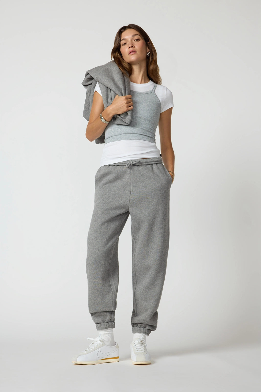LuxeFleece Boyfriend Sweatpant - Htr Steel Grey