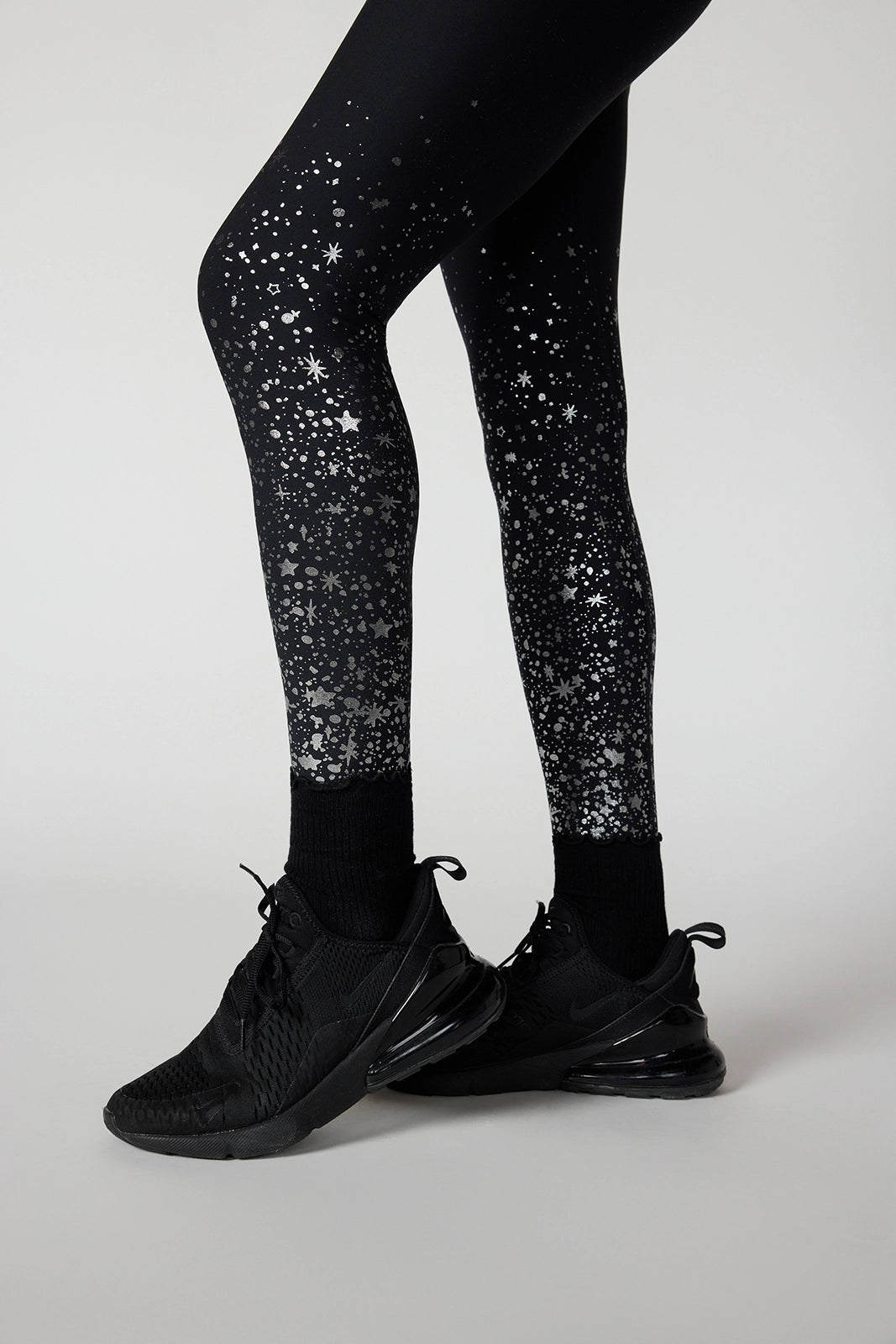 Star Foil Print Legging - Black