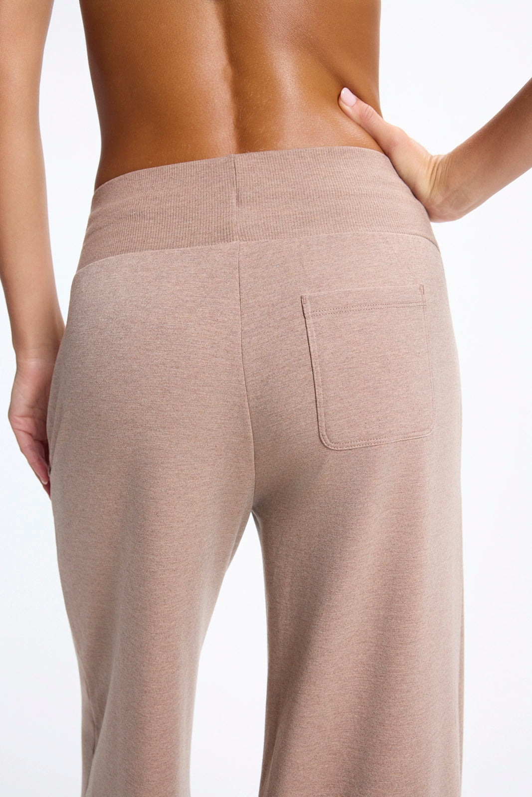 Cozy Fleece Wide Leg Pant - Htr Brownie