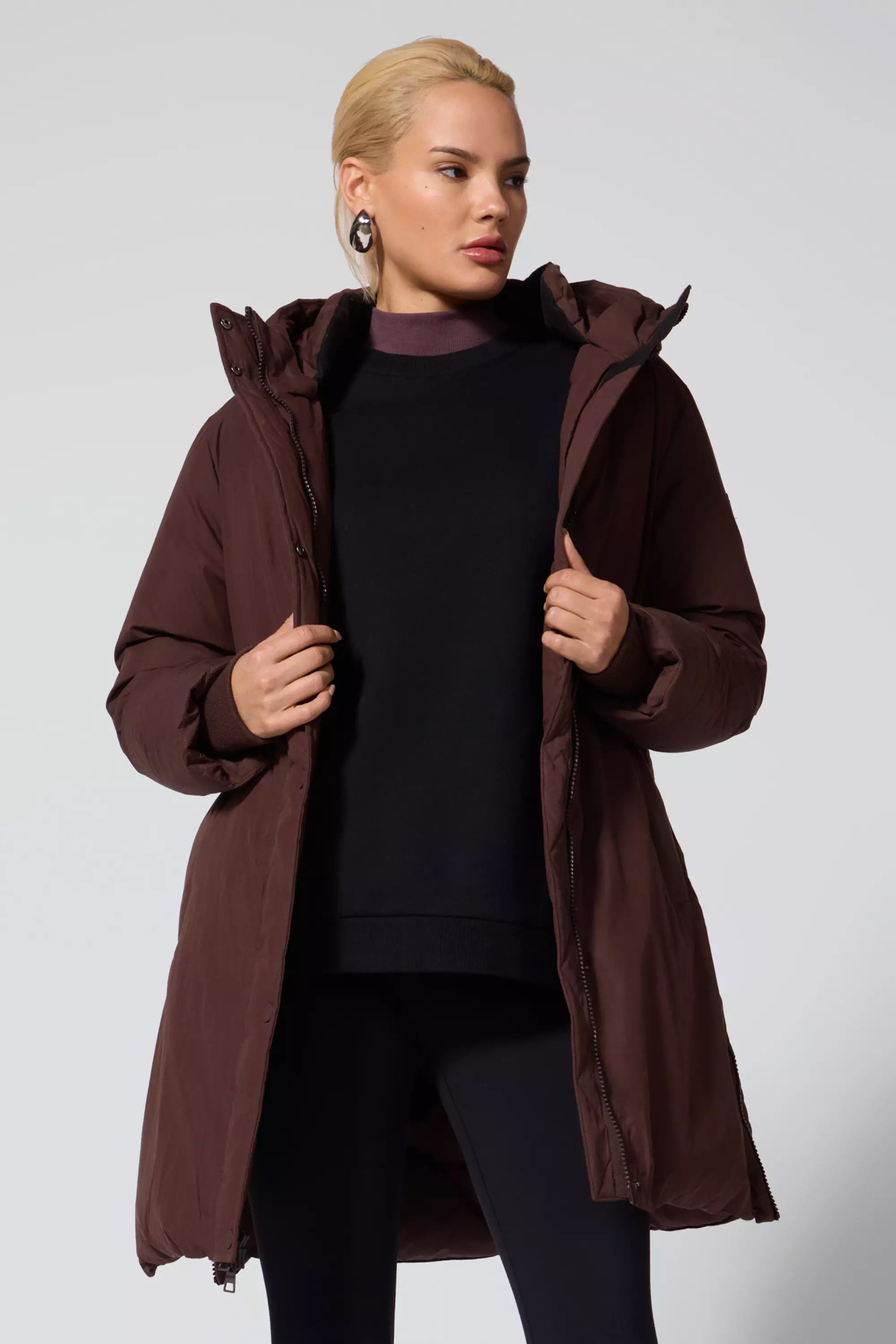 RDS Down Midi Puffer Chocolate Brown MPG Sport