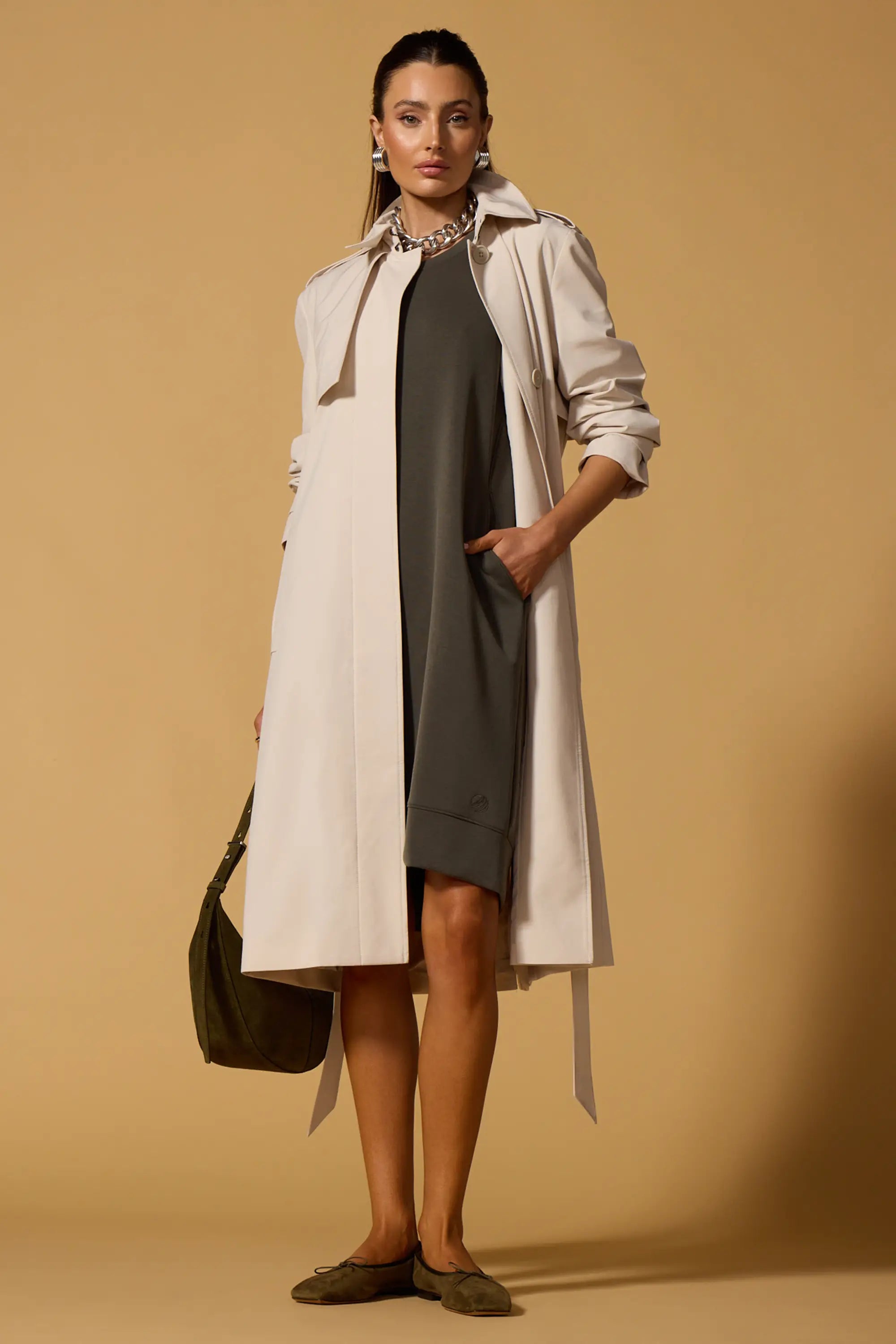 Ripstop Trench Coat - Moonbeam