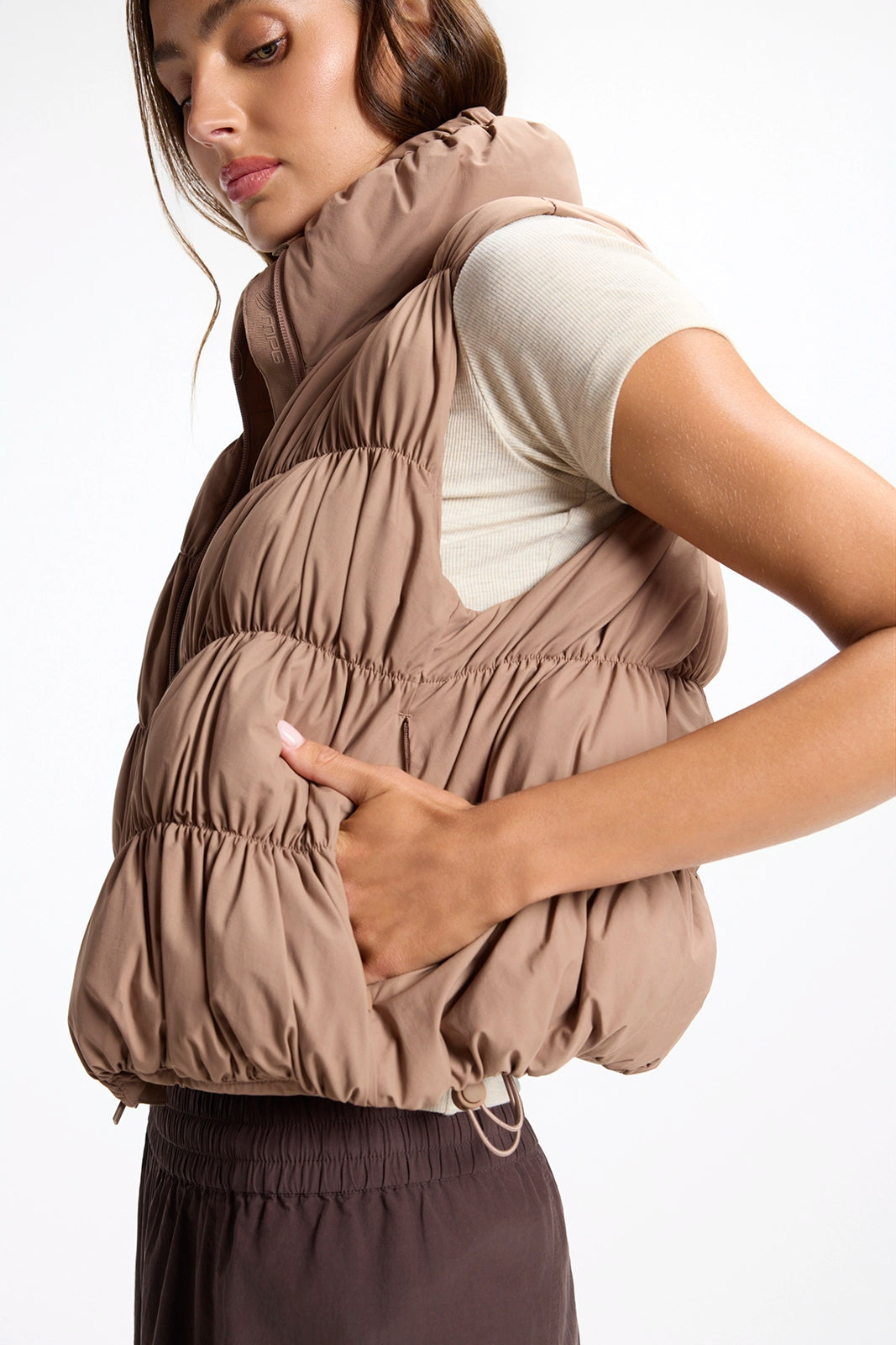 Ruched Vest - Brownie