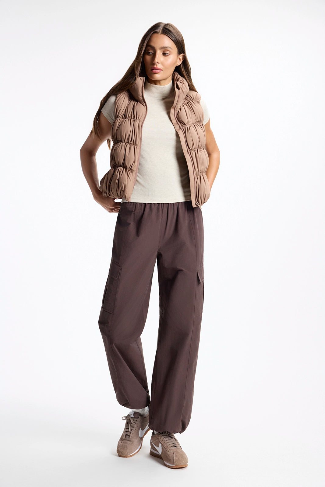 Ruched Vest - Brownie