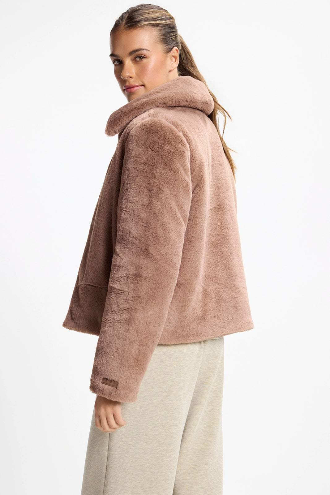Plush Cropped Jacket - Brownie