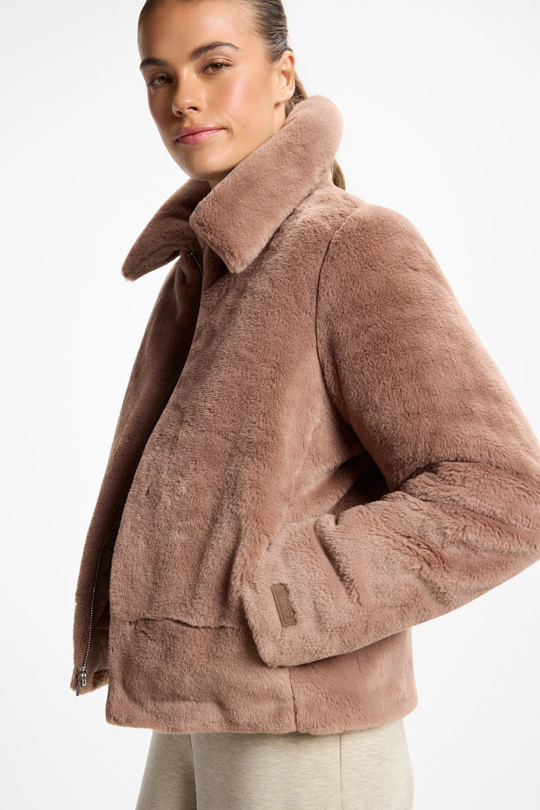 Plush Cropped Jacket - Brownie