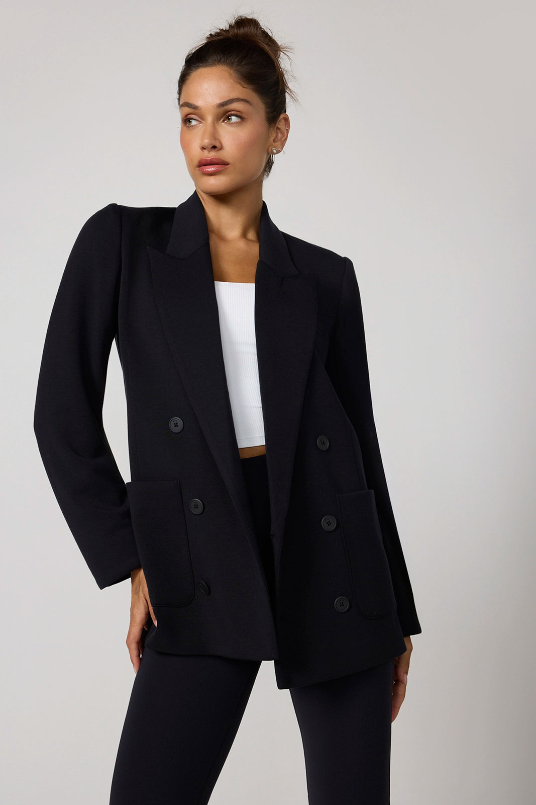 Performance Double Breasted Blazer - Black