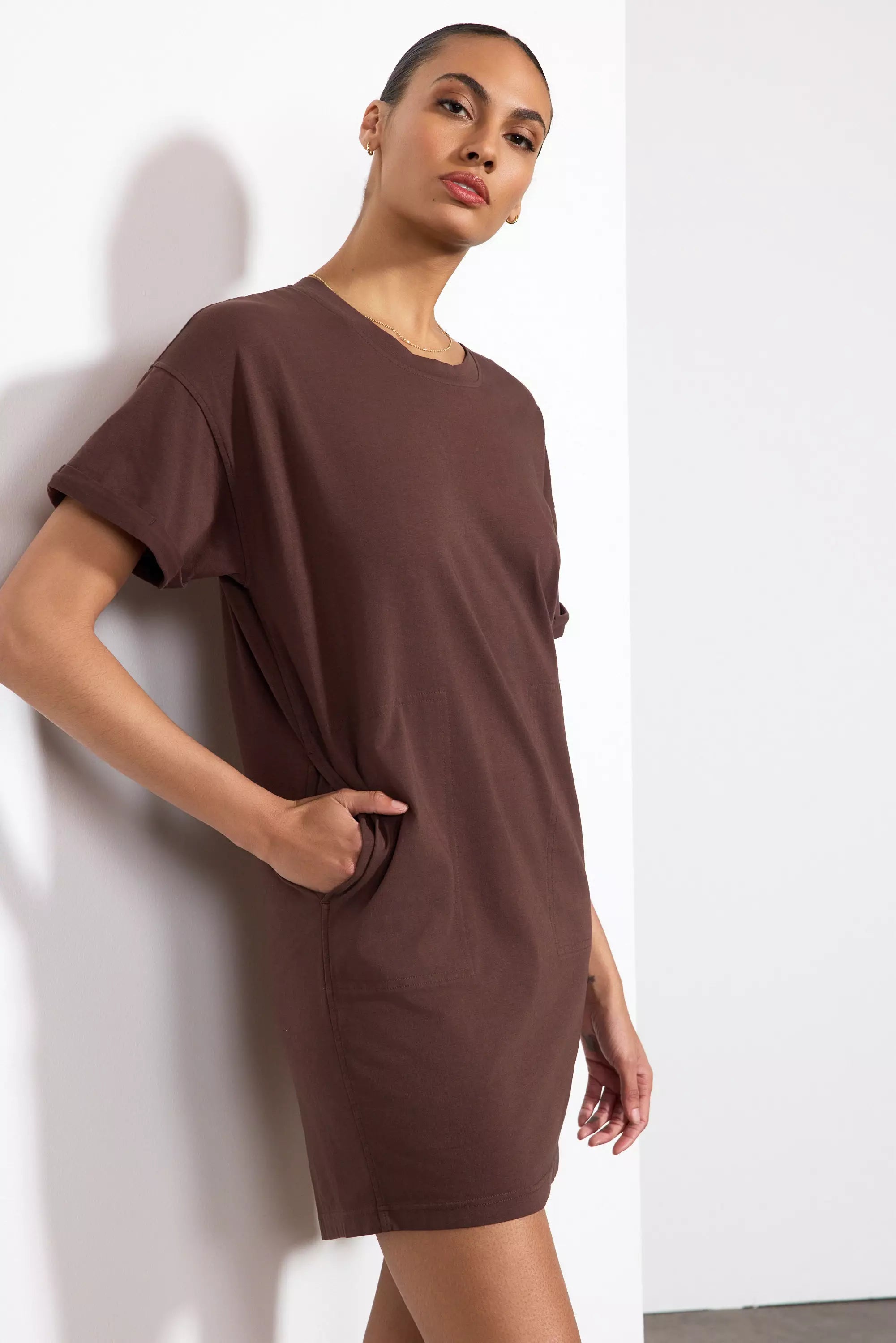 Calm T Shirt Dress Chocolate Brown MPG Sport