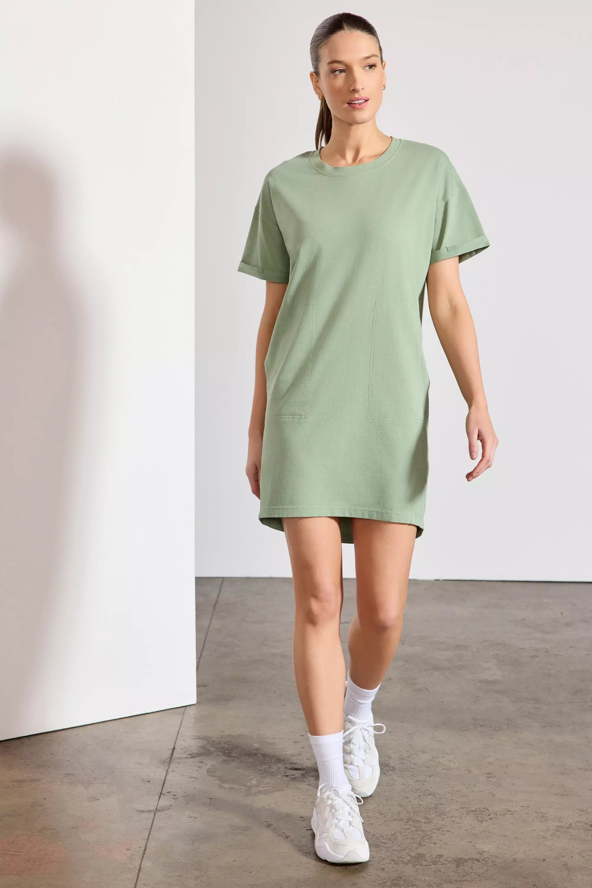 MPG Sport Calm T-Shirt Dress - Hedge Green MPG Sport Calm T-Shirt Dress - Hedge Green