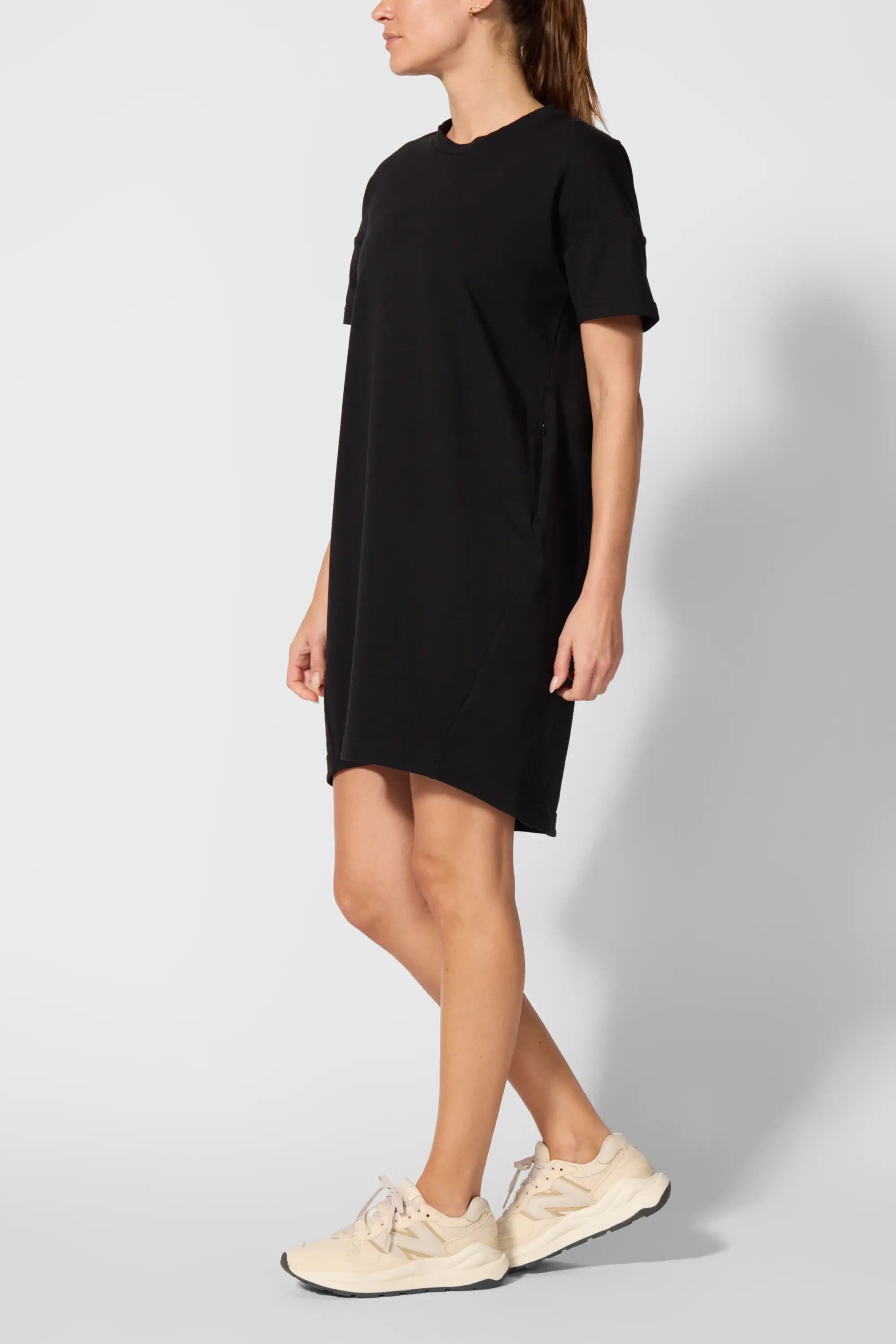 Luxe Terry T-Shirt Dress - Black