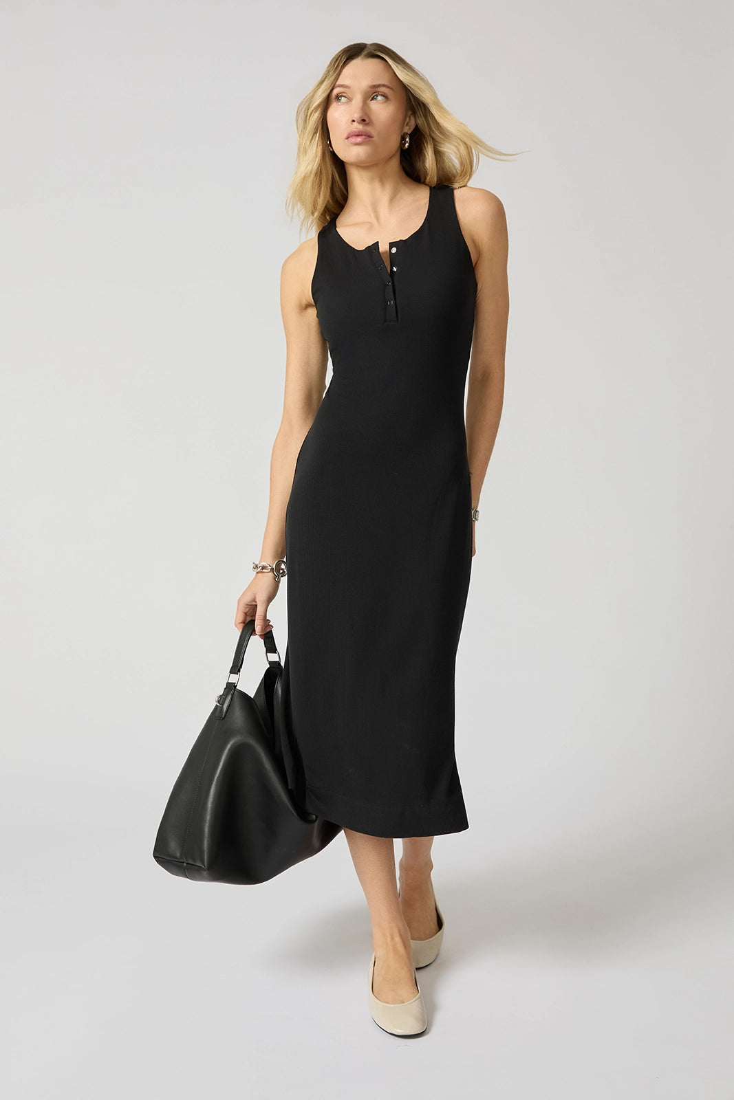 Symphony Ribbed Racer Back Dress - Black