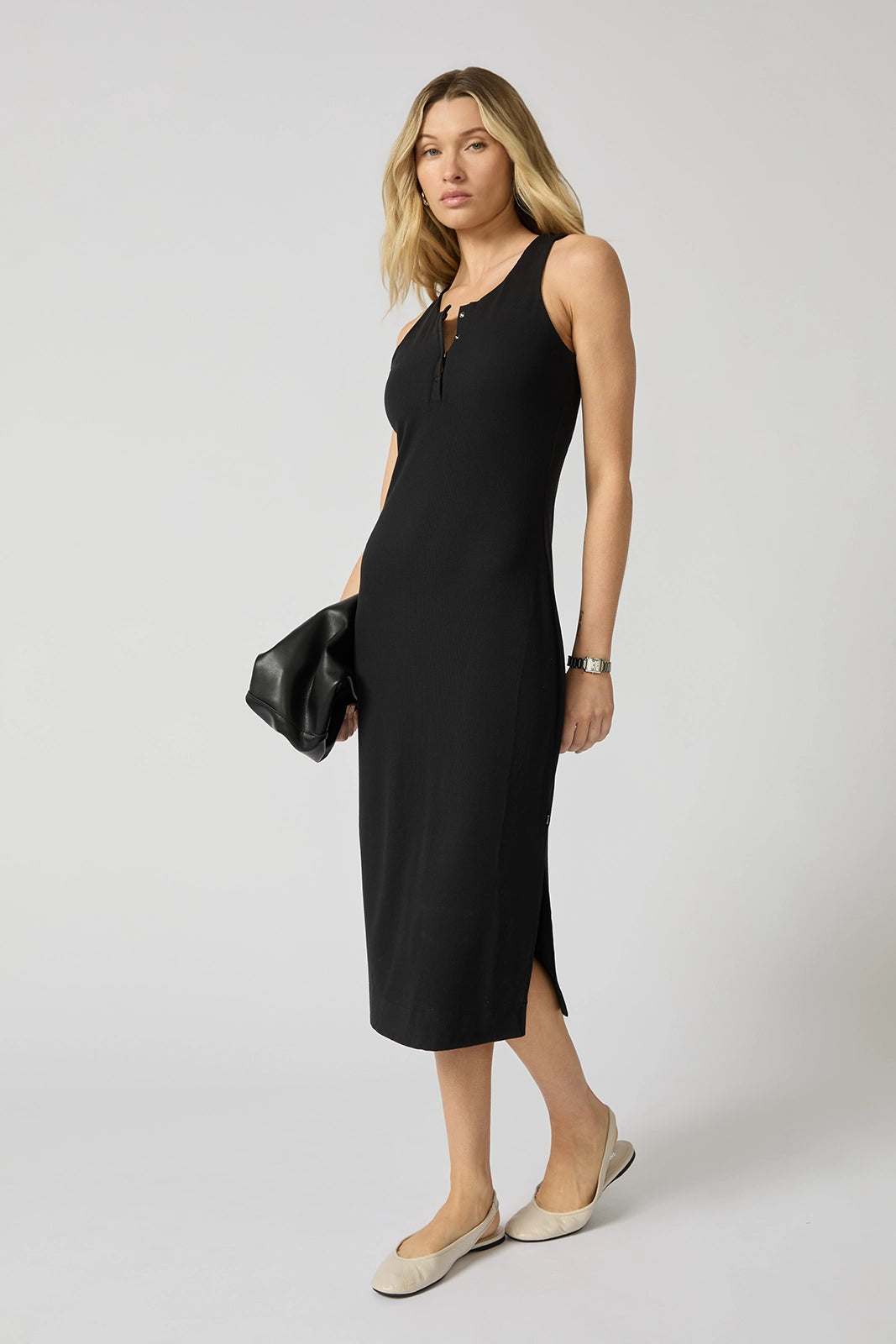 Symphony Ribbed Racer Back Dress - Black