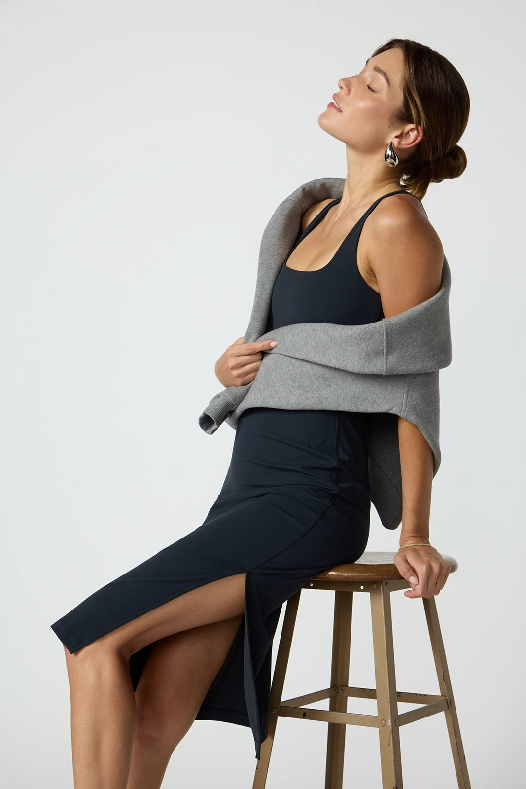 Cloud Dress with Slit & Support - Black