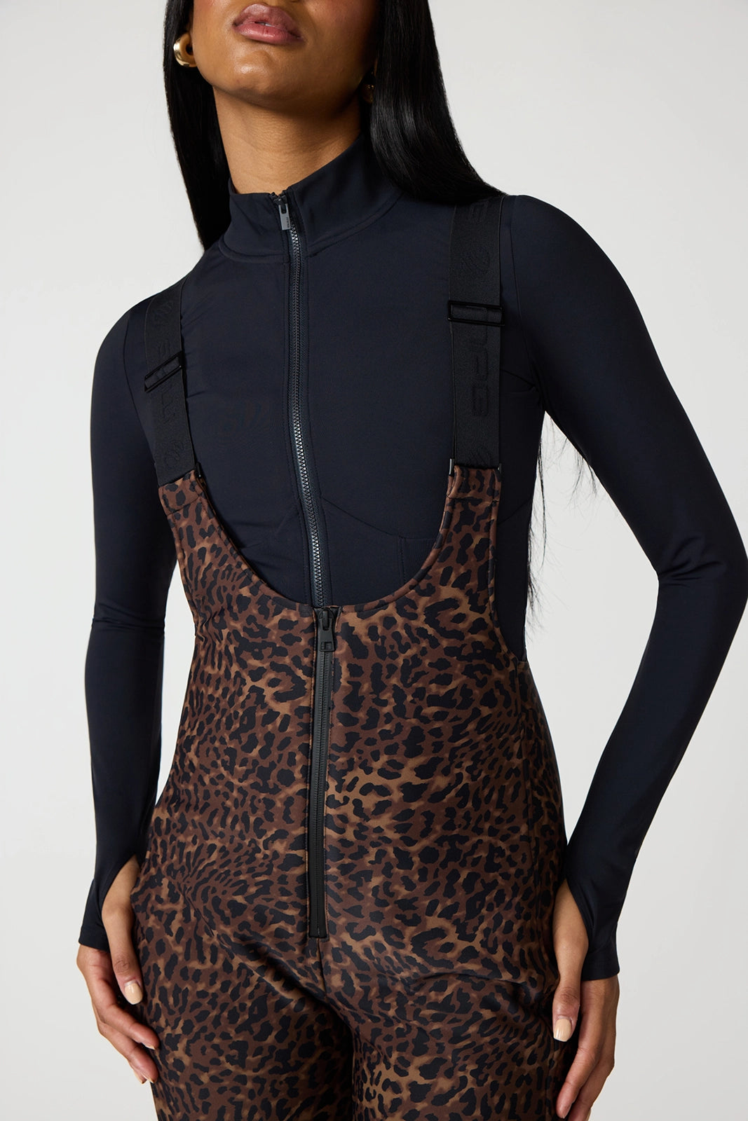 Mini Flare Ski Bib - Caribou Leopard