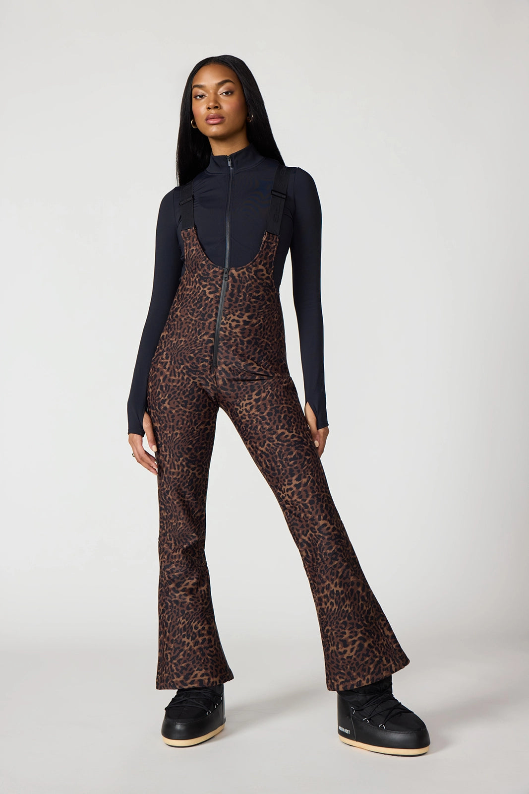 Mini Flare Ski Bib - Caribou Leopard