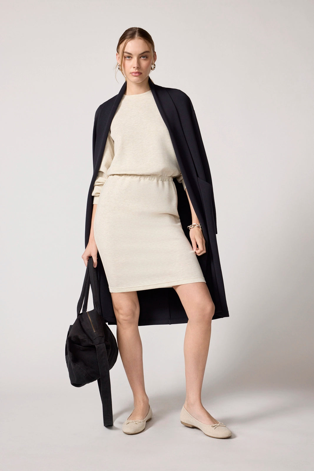 Dreamweave™ Long Sleeve Dress - Htr Brown Rice