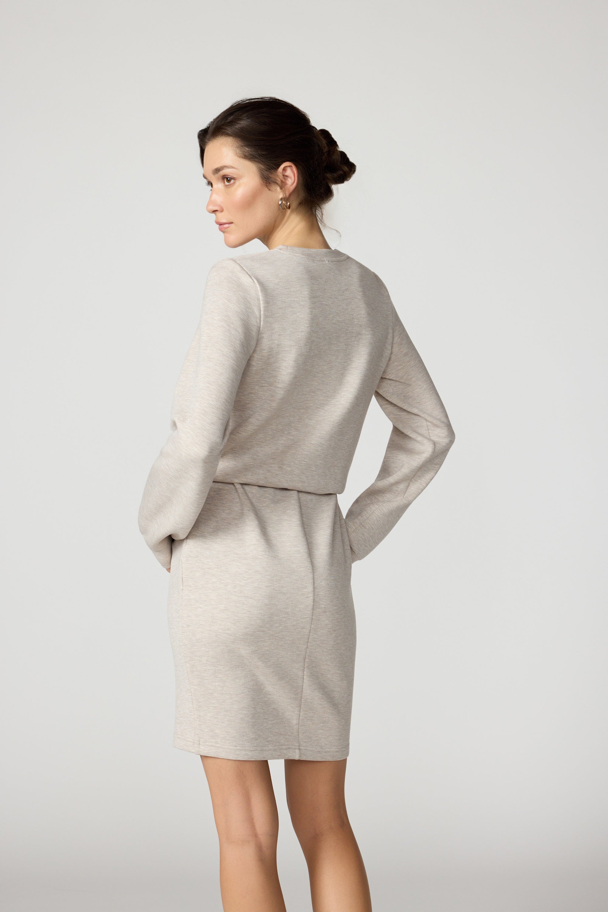 Dreamweave Long Sleeve Dress - Htr Island Fossil