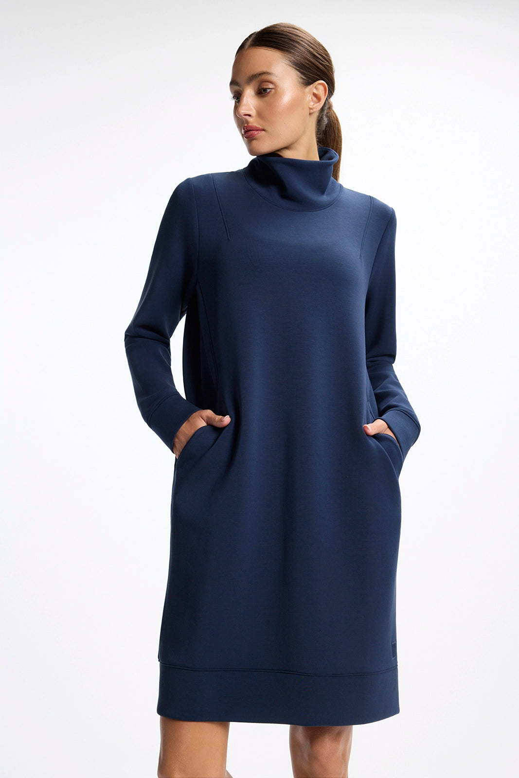 Dreamweave™ Long Sleeve Mock Neck Dress - Navy Blazer
