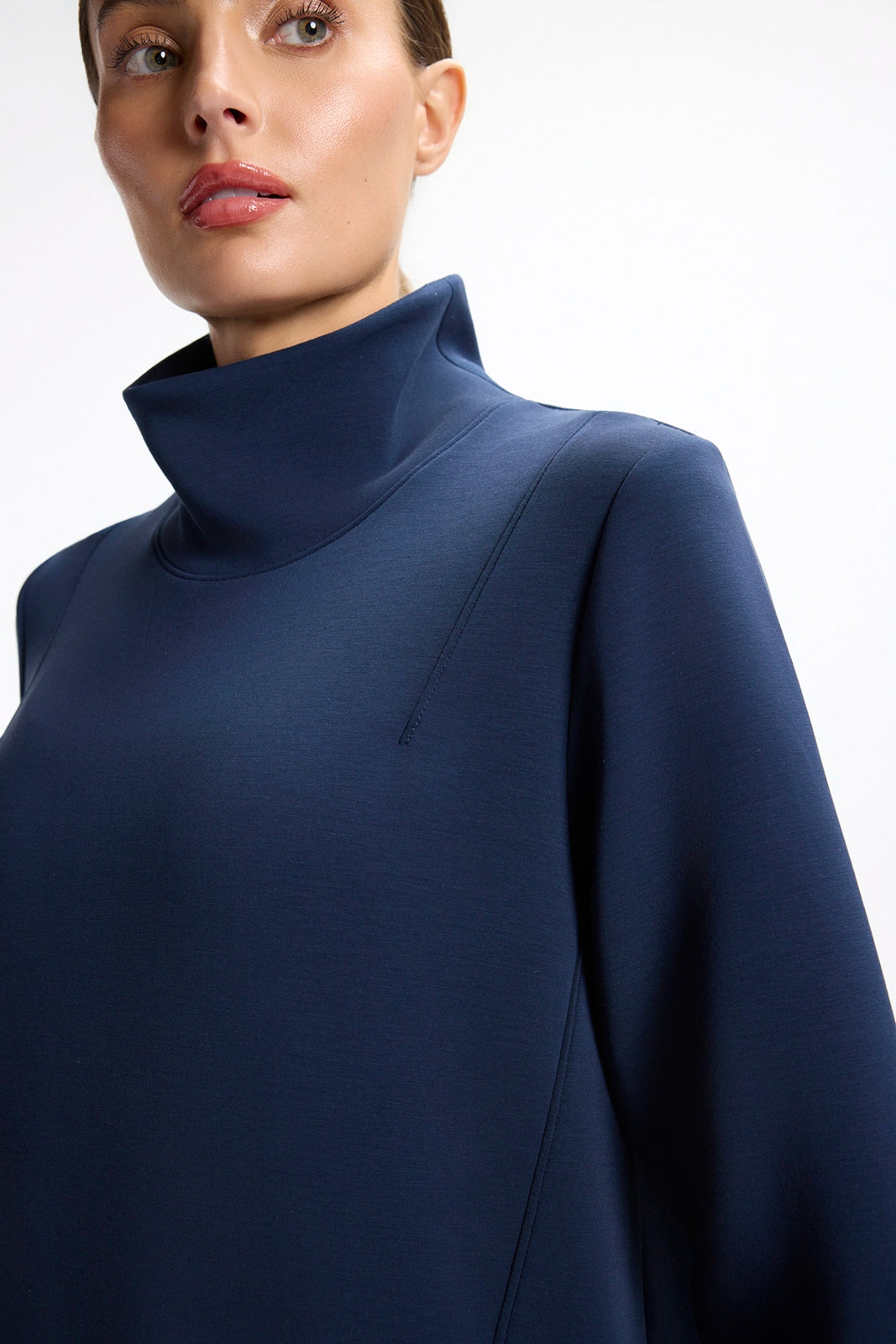 Dreamweave™ Long Sleeve Mock Neck Dress - Navy Blazer