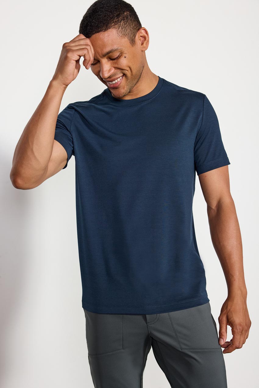 Dynamic Recycled Polyester Mesh Panel Crew Neck Tee