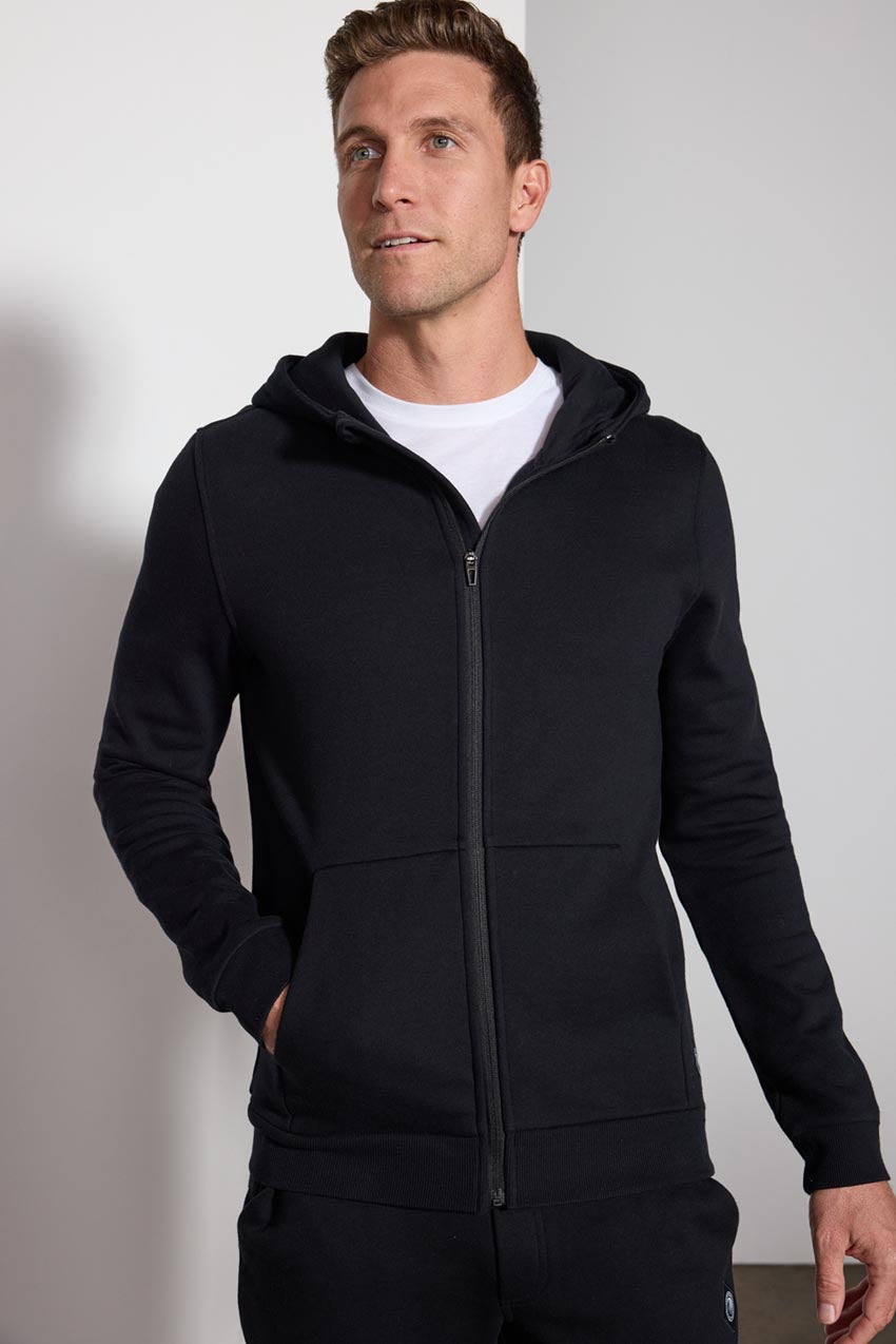 Comfort Men's Fleece Zip-Up Hoodie - Black