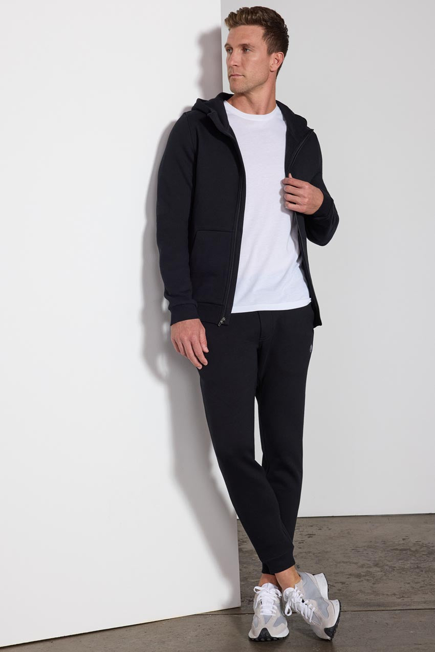 Comfort Men's Fleece Zip-Up Hoodie - Black