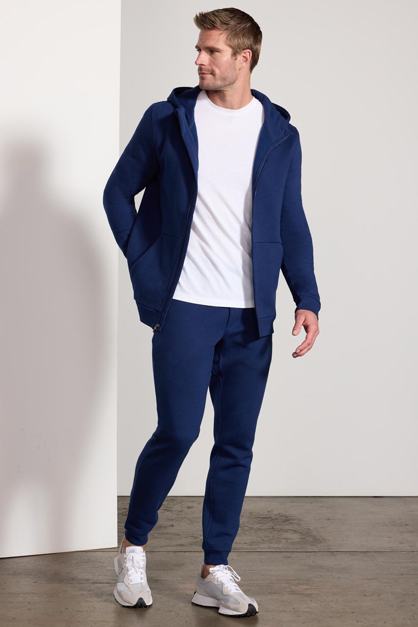 Comfort Men's Fleece Zip-Up Hoodie - Navy