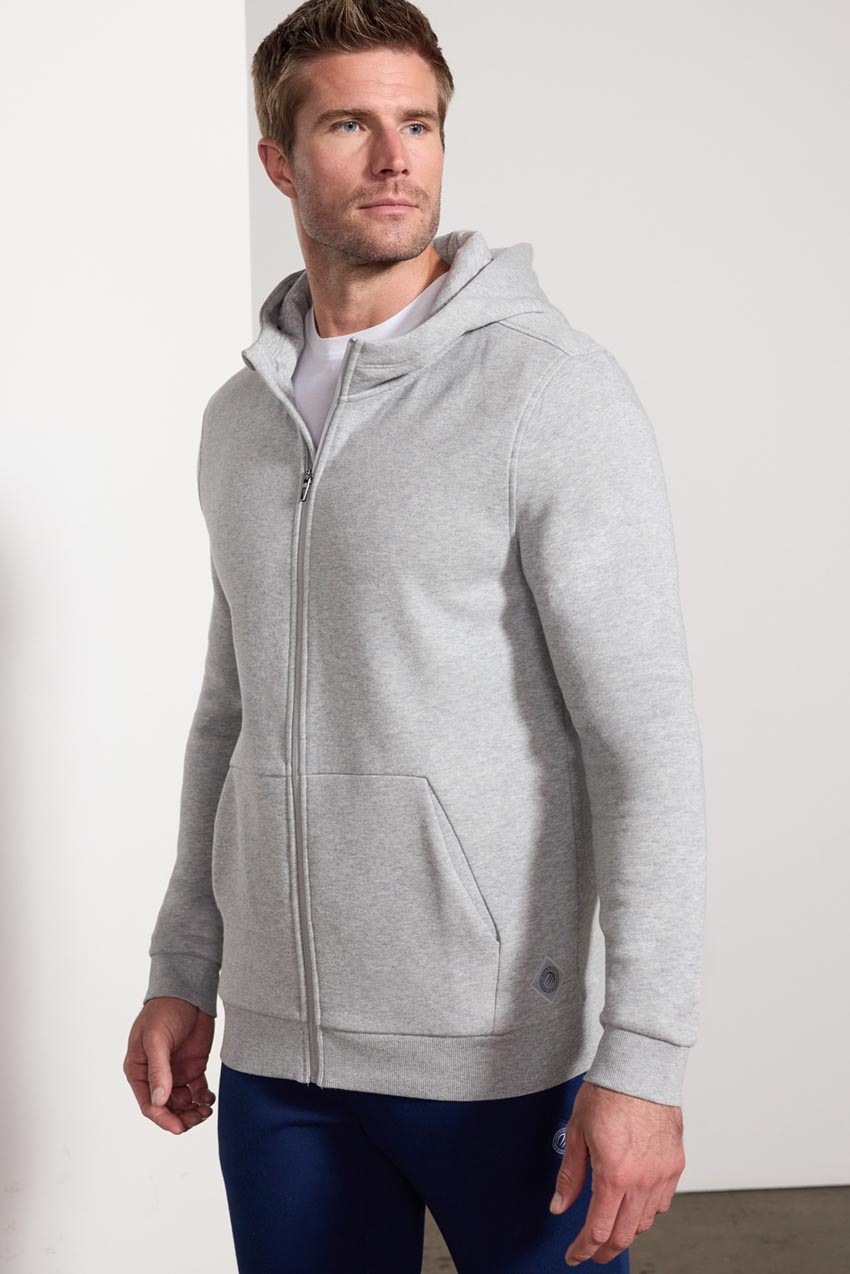 Comfort Men's Fleece Zip-Up Hoodie - Htr Concrete