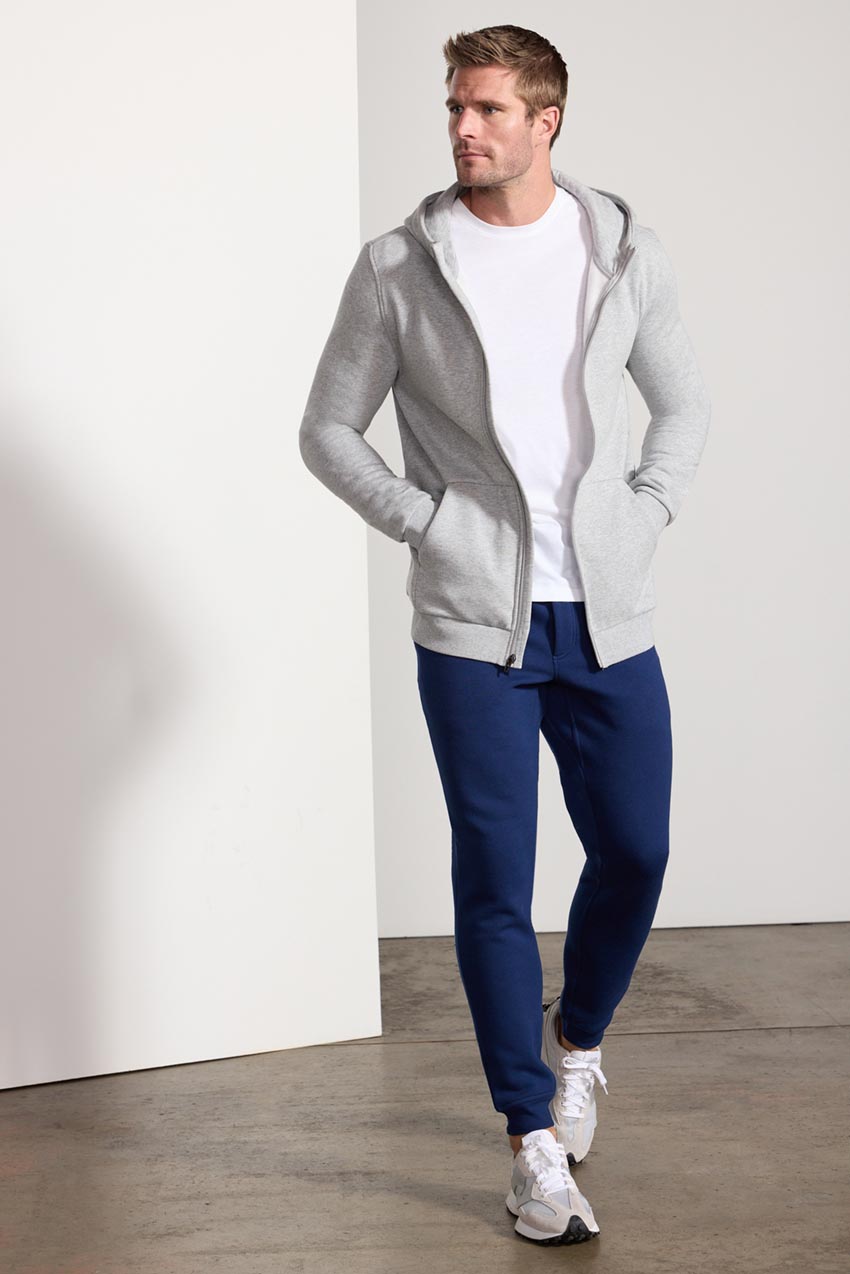 Comfort Men's Fleece Zip-Up Hoodie - Htr Concrete