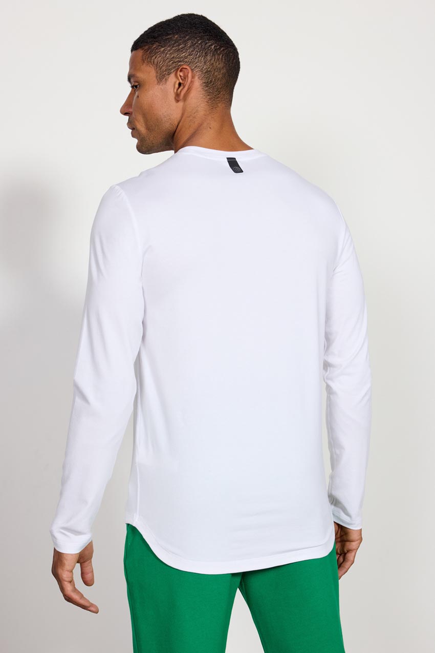 Pima Cotton Curved Hem Long Sleeve Tee
