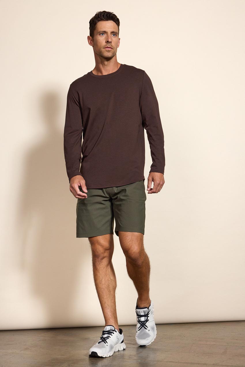 Pima Cotton Curved Hem Long Sleeve Tee