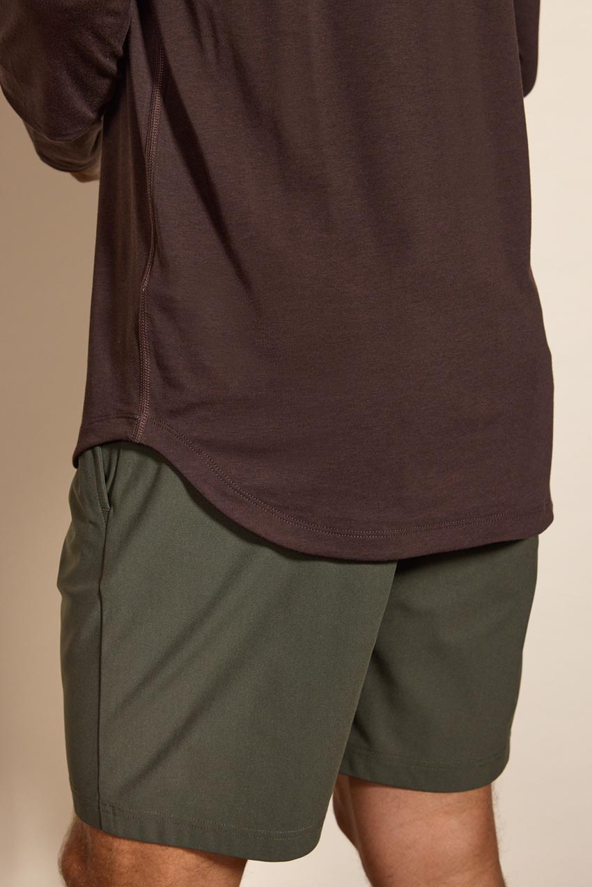 Pima Cotton Curved Hem Long Sleeve Tee