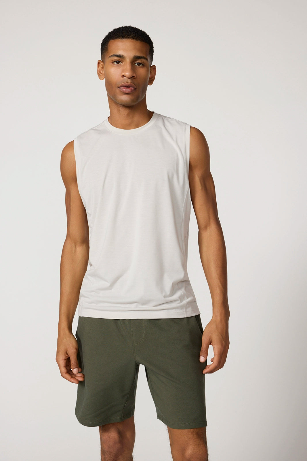 Performance Knit Tank with Mesh Panel - Vapor