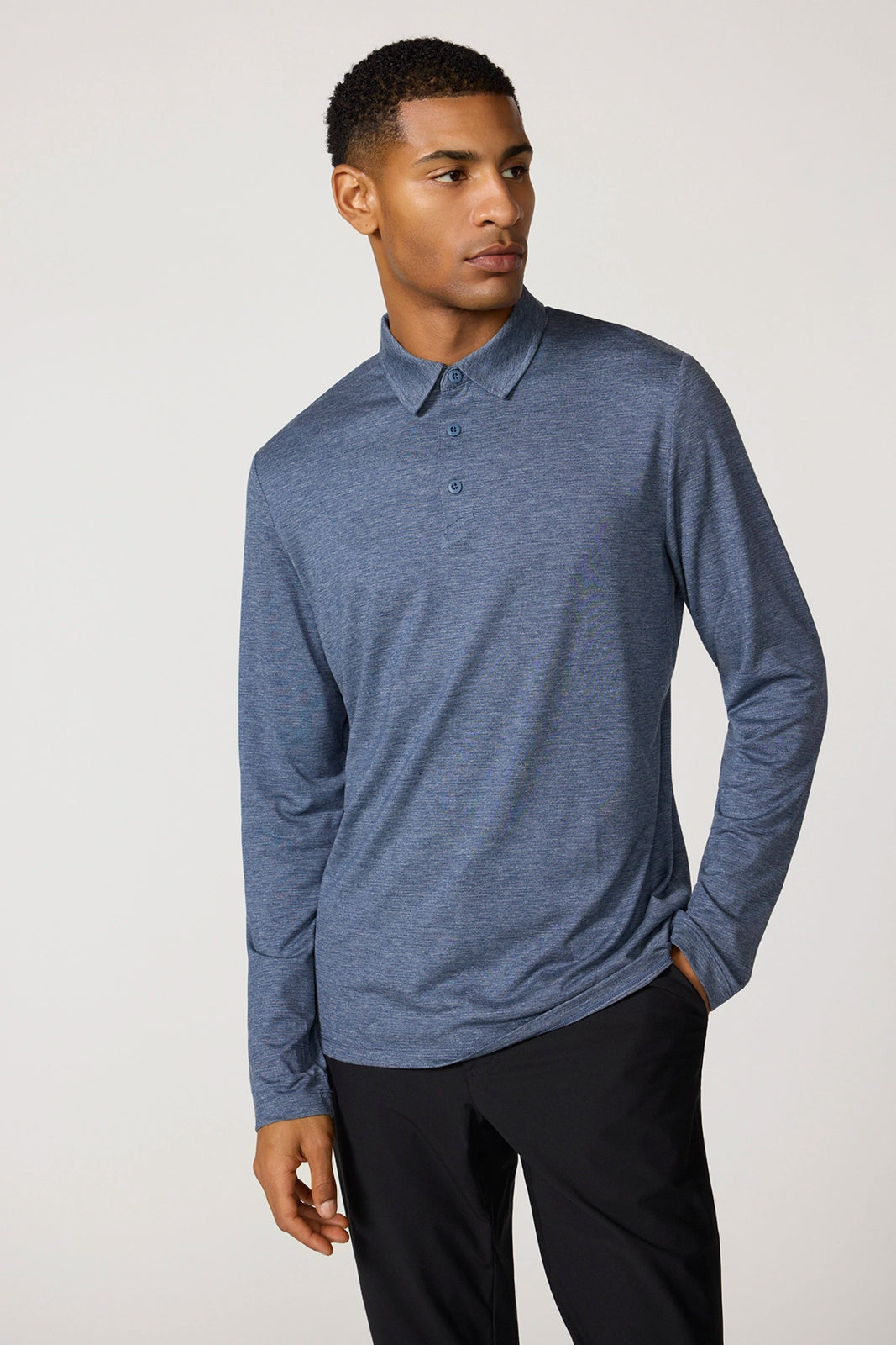 Triumph Long Sleeve Polo - Deep Navy Melange