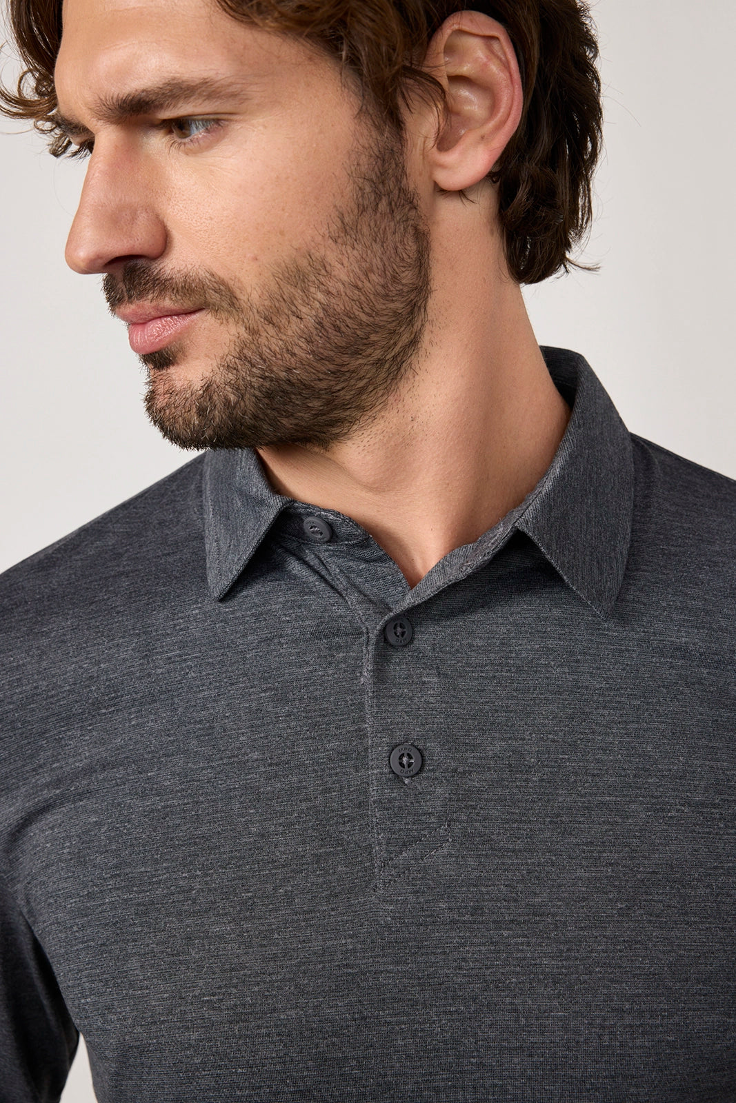Triumph Long Sleeve Polo - Htr Black