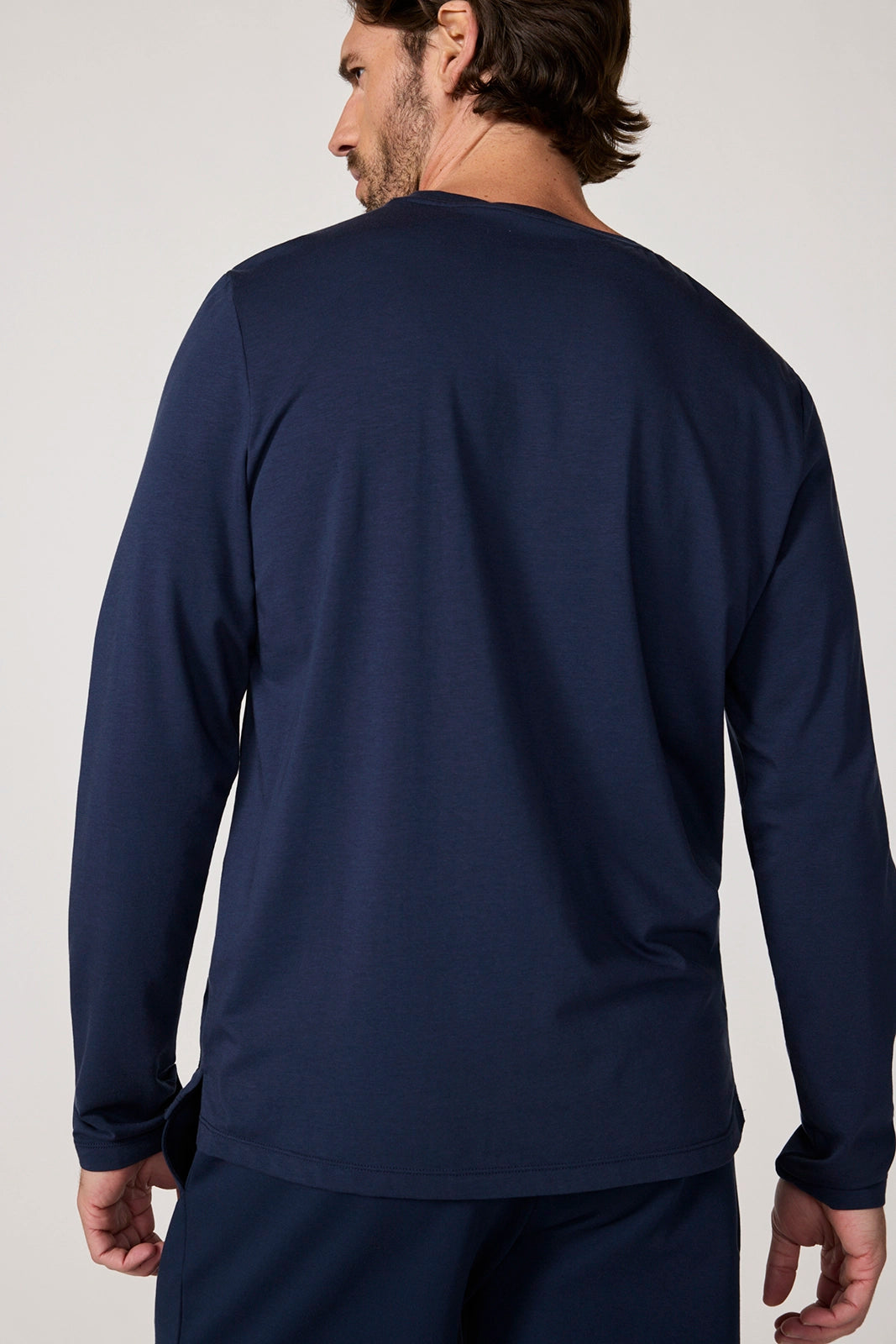 Pima Cotton Long Sleeve Tee - Navy Blazer