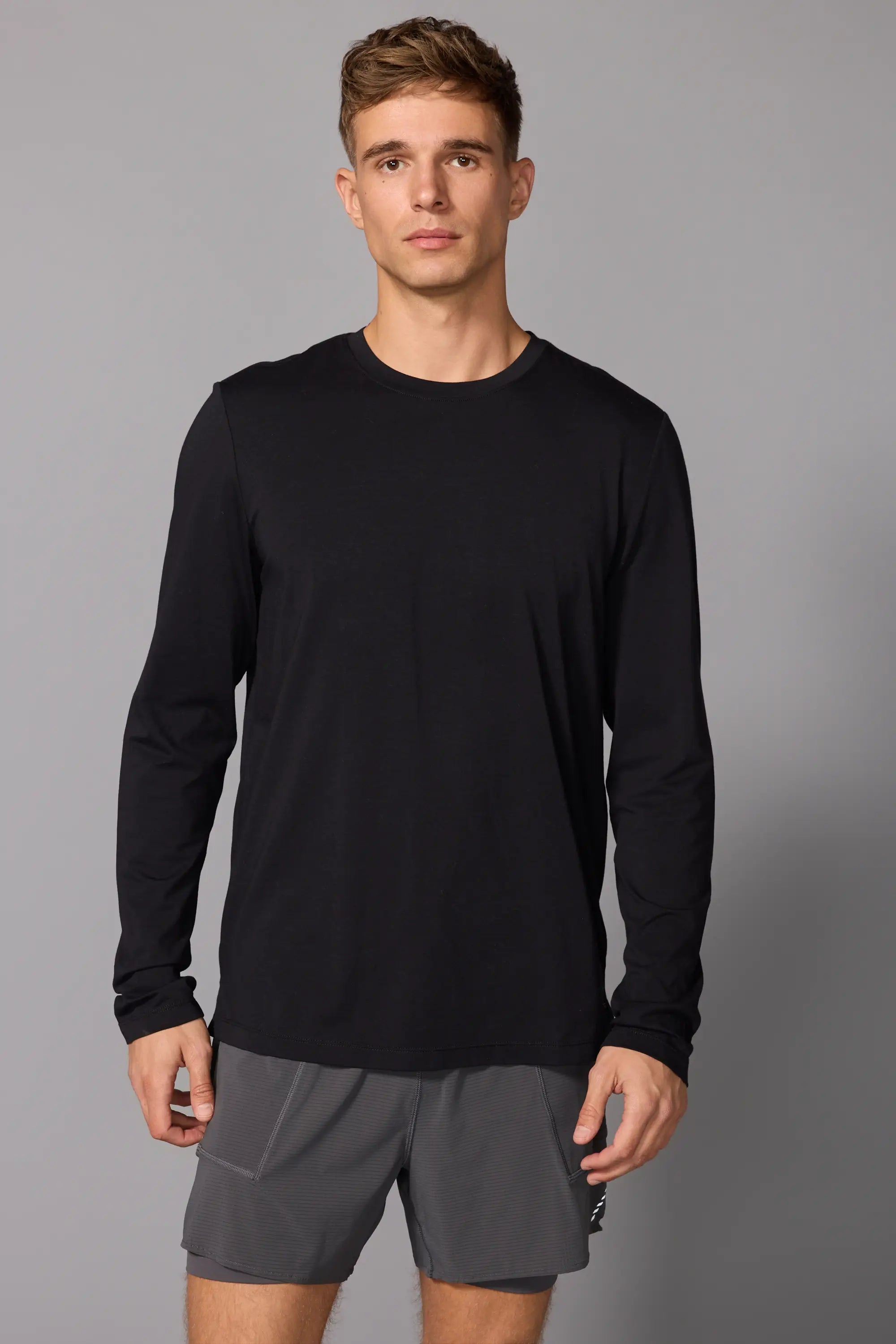 Pima Cotton Long Sleeve Tee - Black