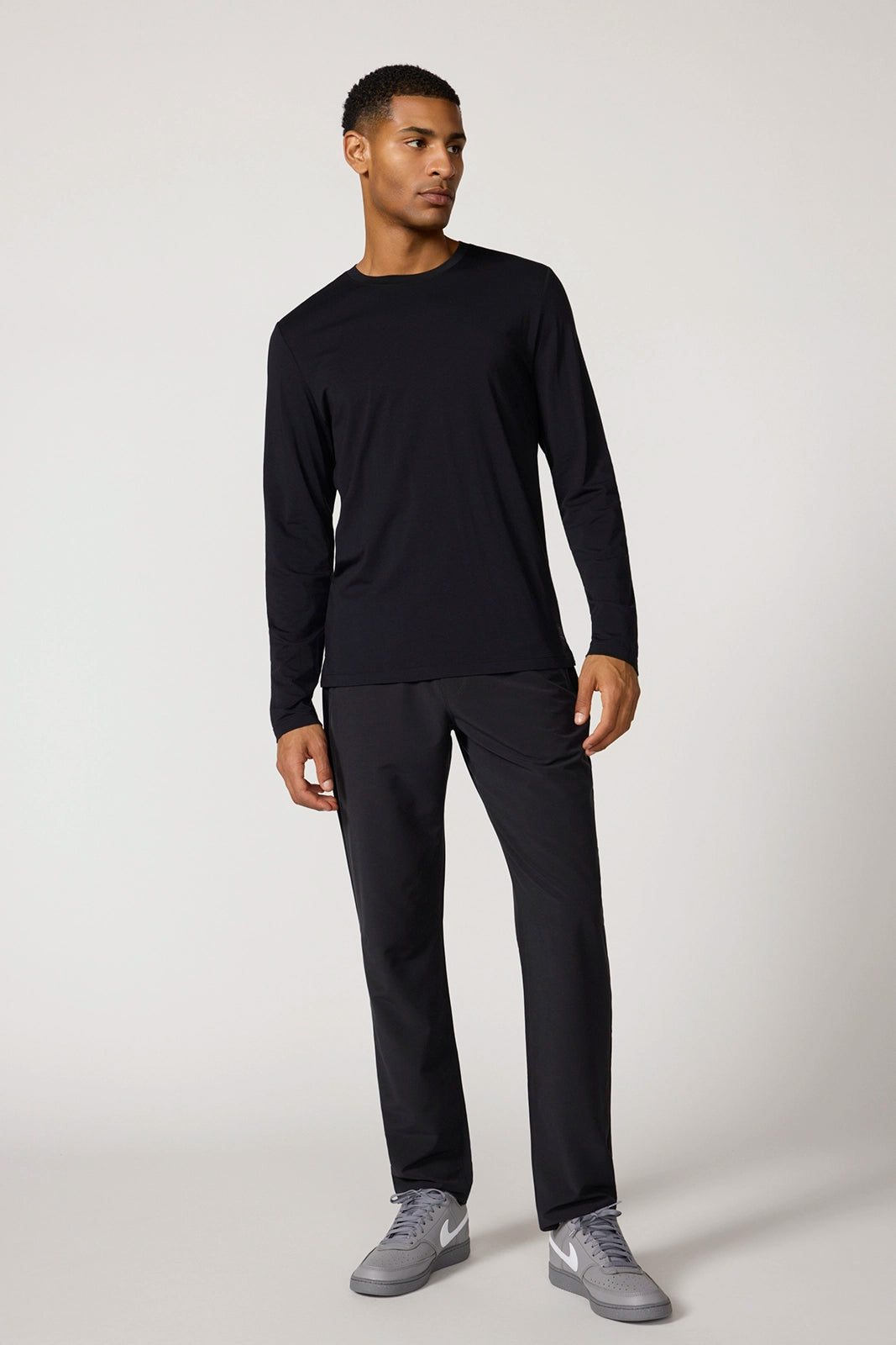 Pima Cotton Long Sleeve Tee - Black