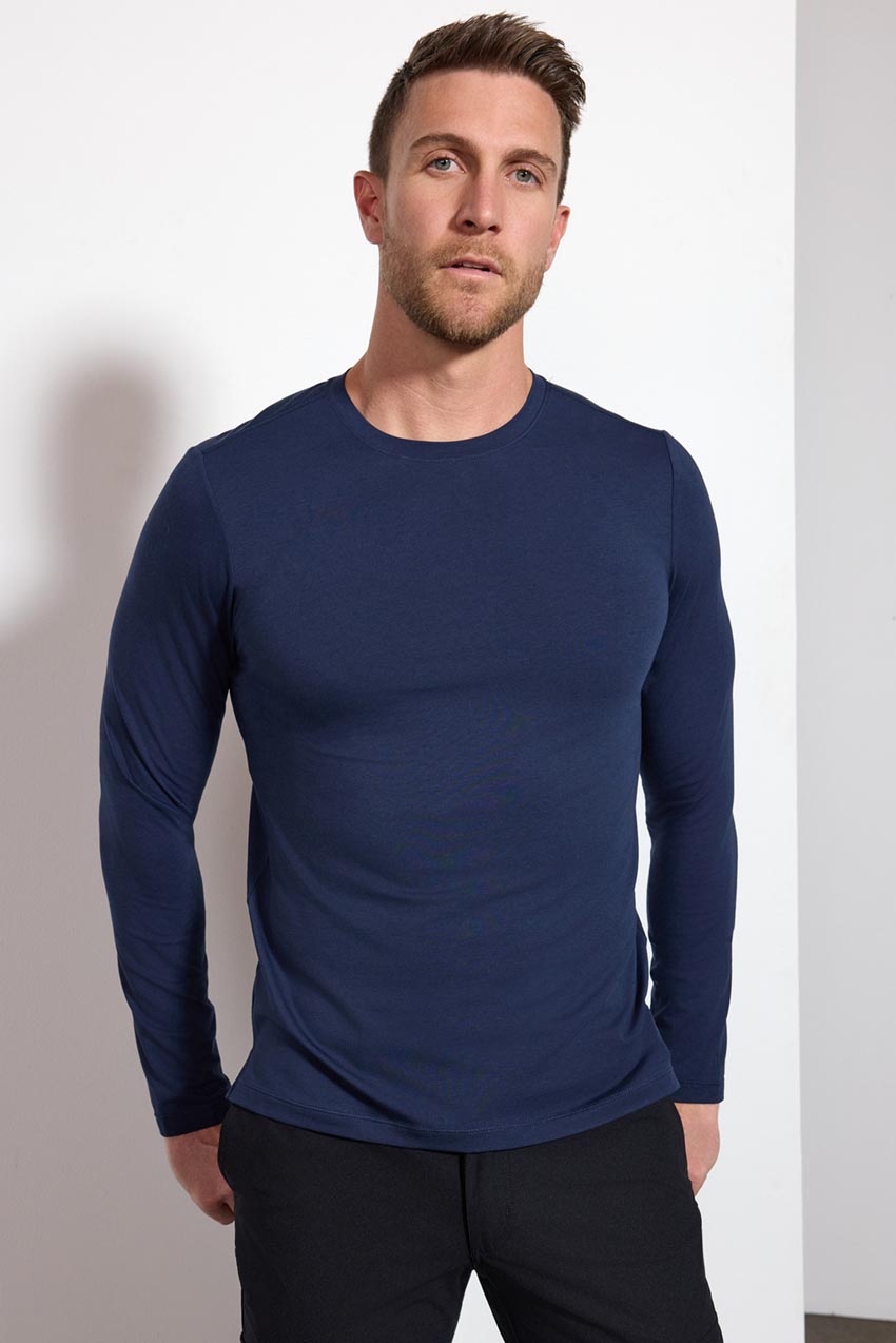 Pima Cotton Long Sleeve Tee - Deep Navy