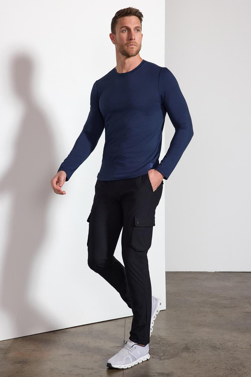 Pima Cotton Long Sleeve Tee - Deep Navy