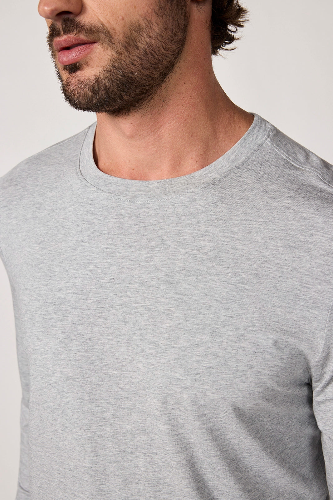 Pima Cotton Long Sleeve Tee - Htr Concrete
