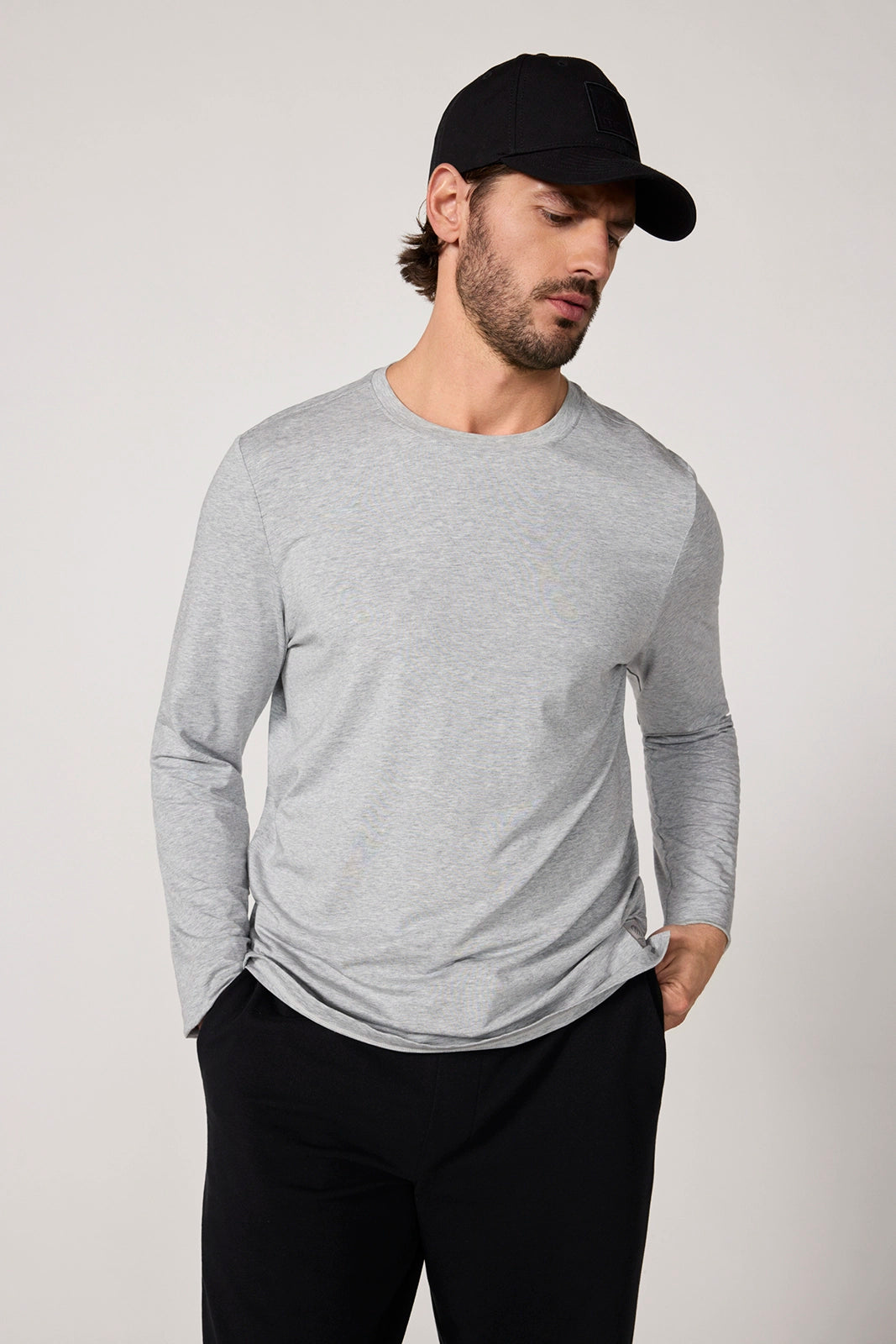 Pima Cotton Long Sleeve Tee - Htr Concrete