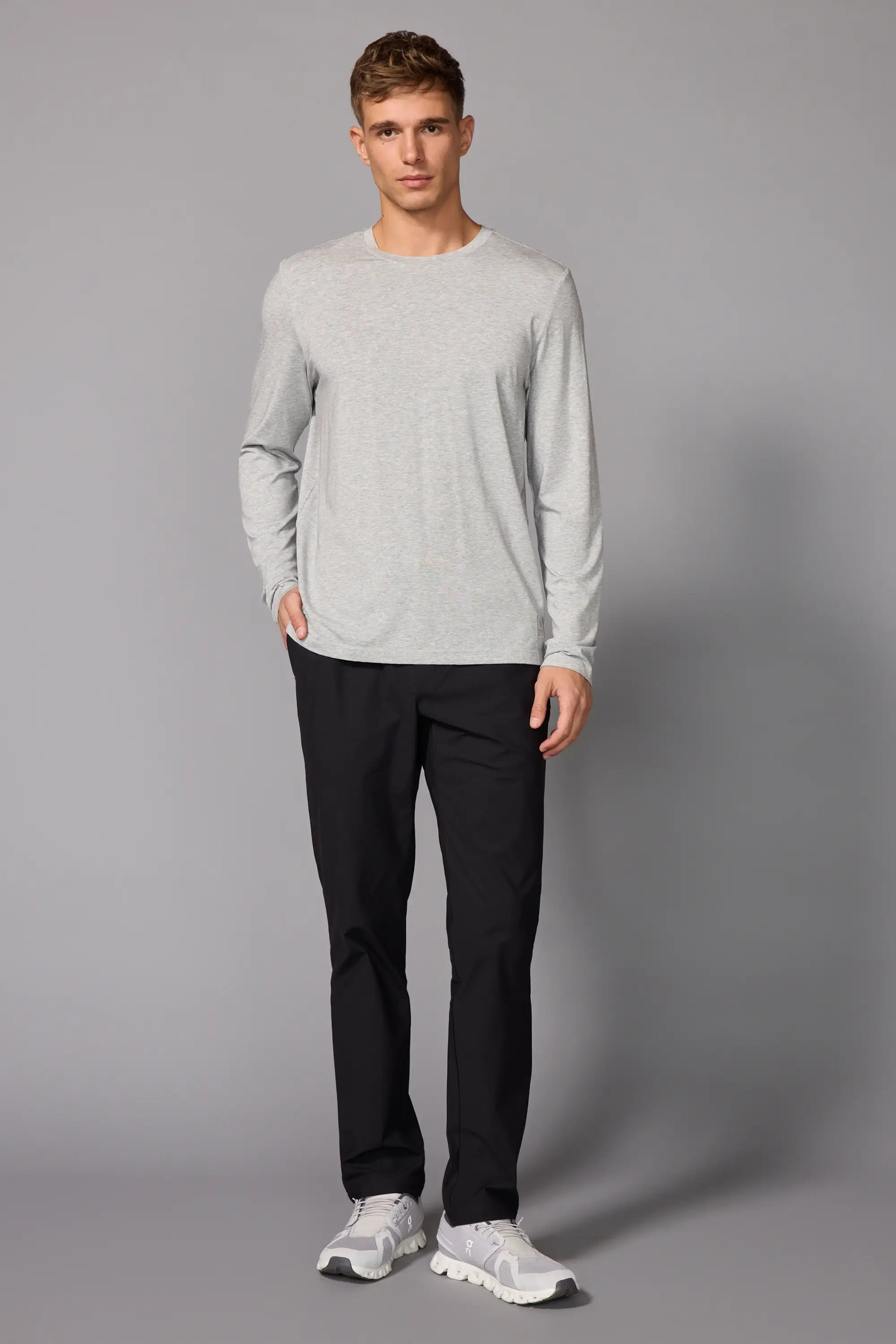 Pima Cotton Long Sleeve Tee - Htr Concrete