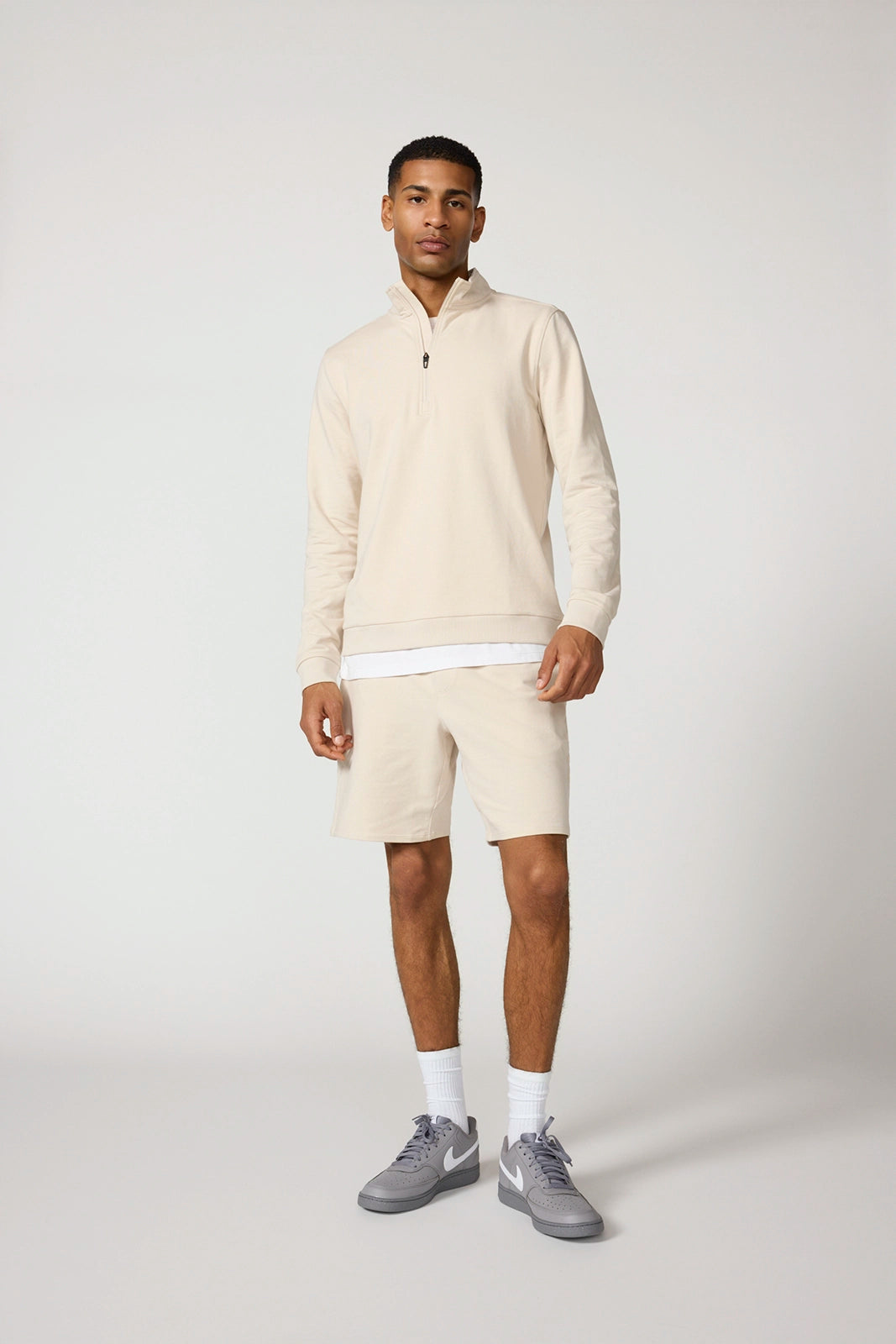 Luxe Terry Quarter Zip - Stone